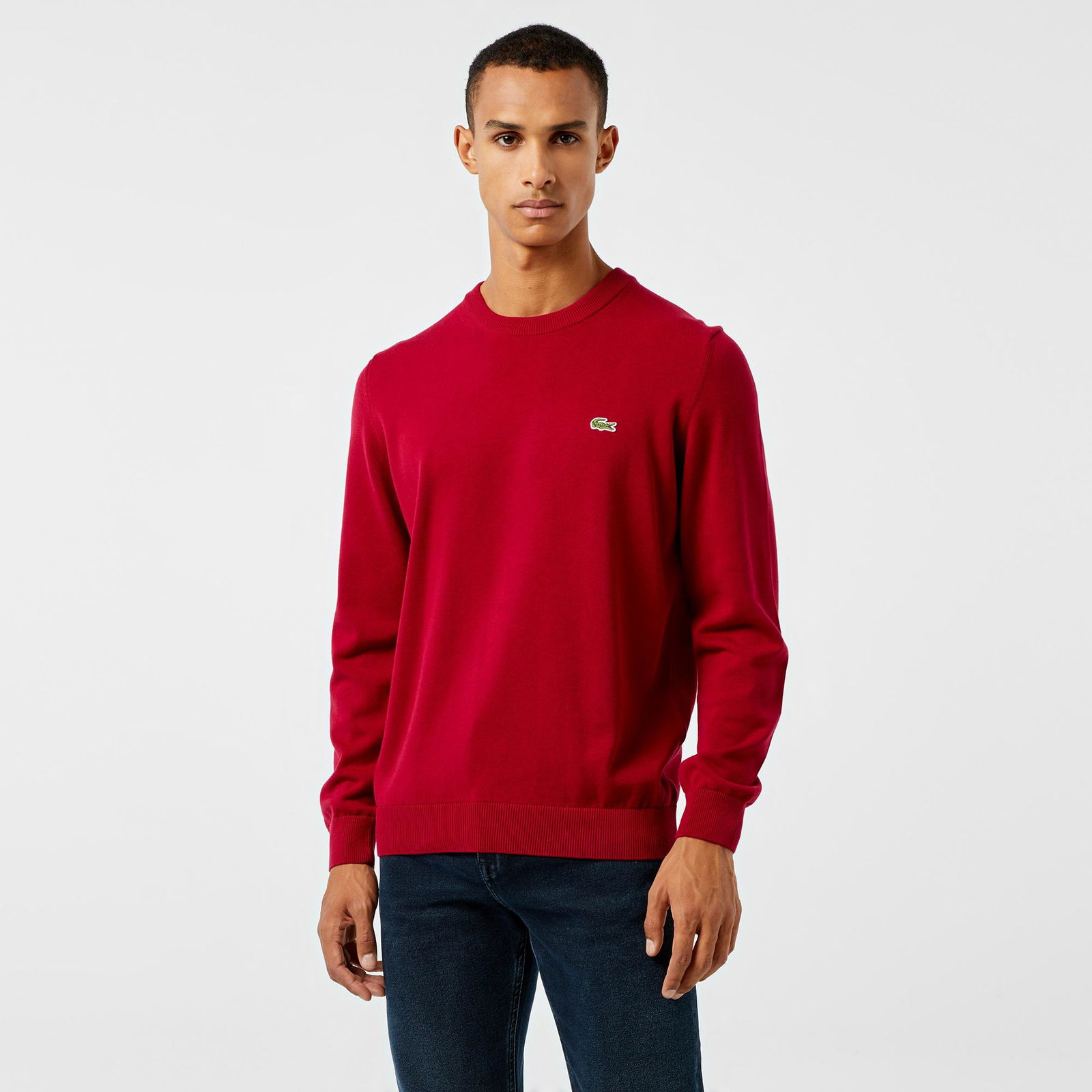 Lacoste Erkek Regular Fit Bisiklet Yaka Organik Pamuk Kırmızı Kazak