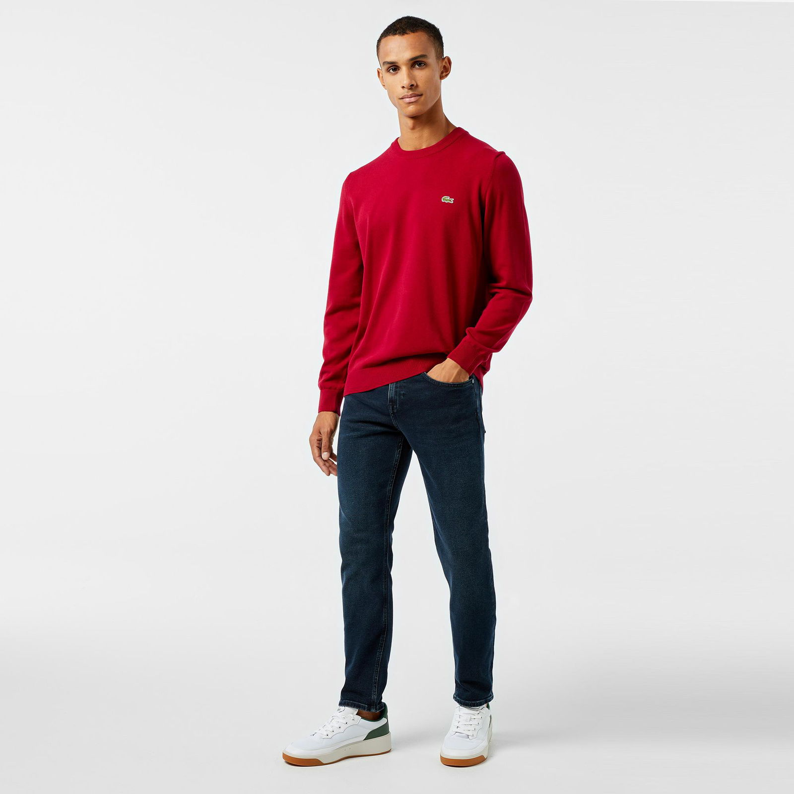 Lacoste Erkek Regular Fit Bisiklet Yaka Organik Pamuk Kırmızı Kazak