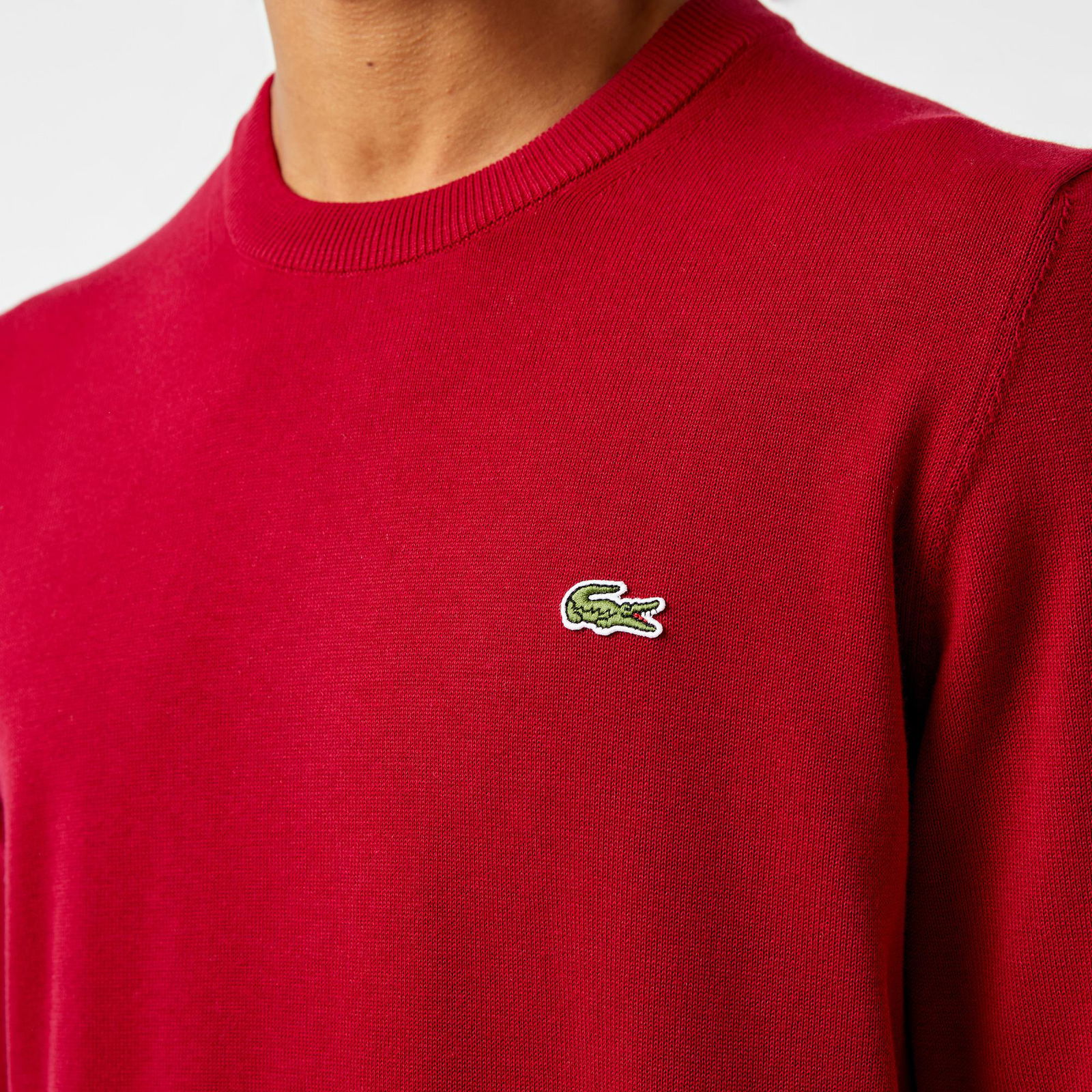 Lacoste Erkek Regular Fit Bisiklet Yaka Organik Pamuk Kırmızı Kazak
