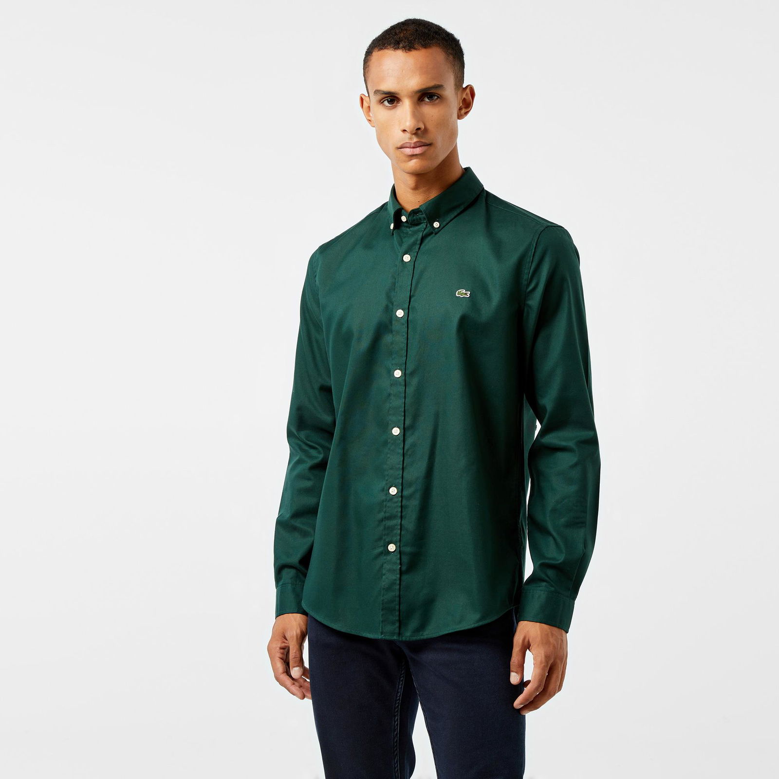 Lacoste Erkek Slim Fit Düğmeli Yaka Haki Gömlek