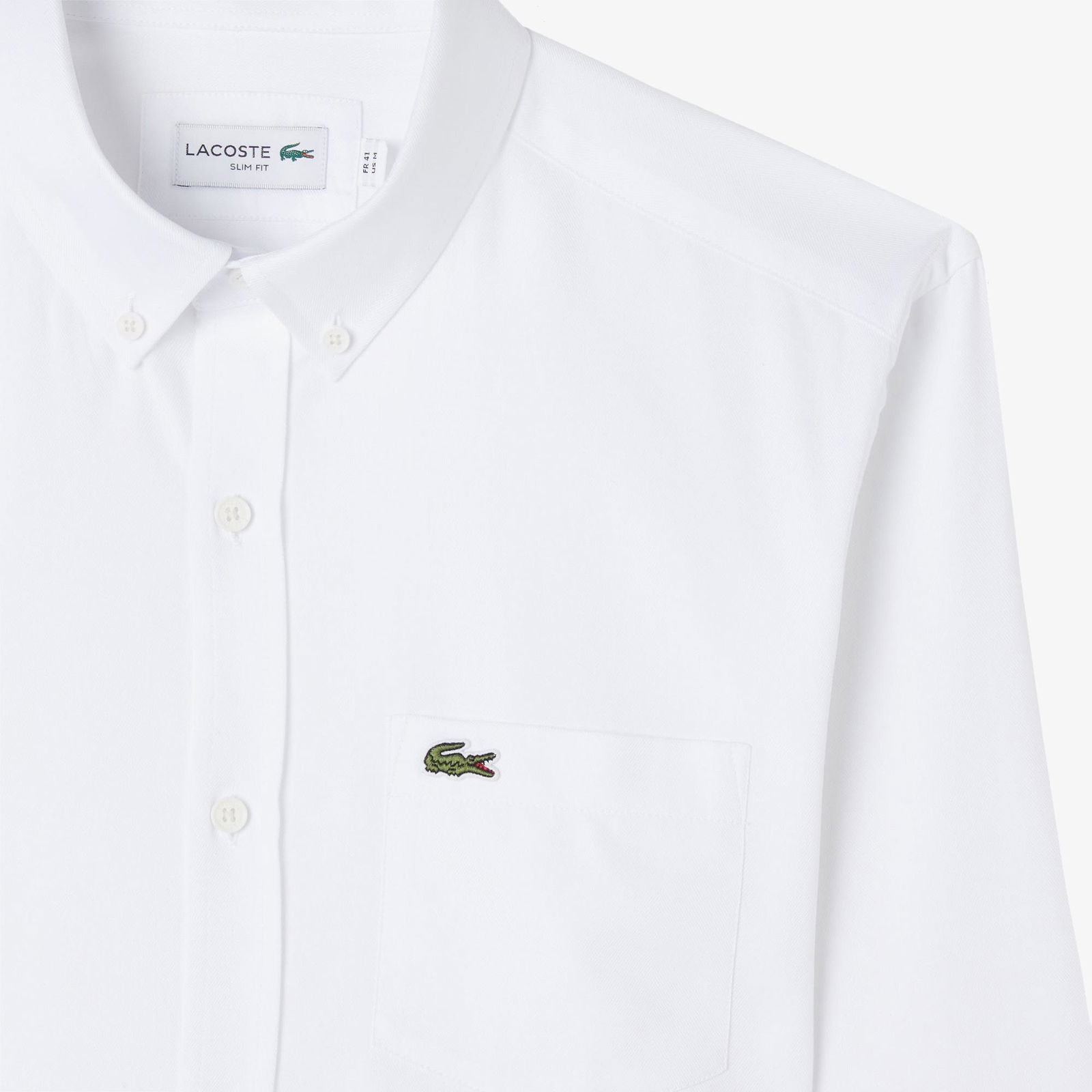 Lacoste Erkek Slim Fit Düğmeli Yaka Beyaz Gömlek