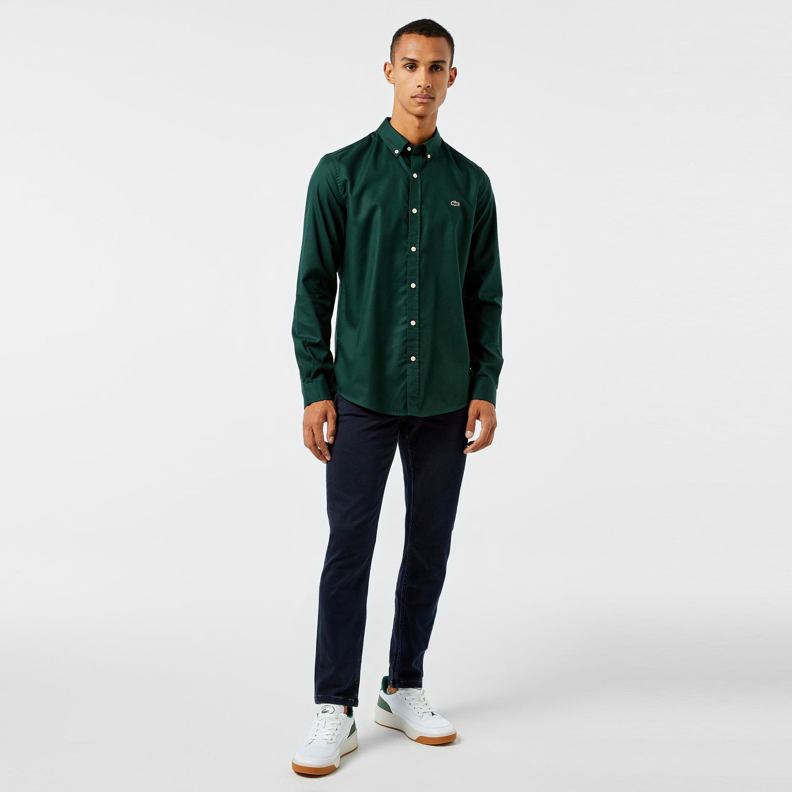 Lacoste Erkek Slim Fit Düğmeli Yaka Haki Gömlek