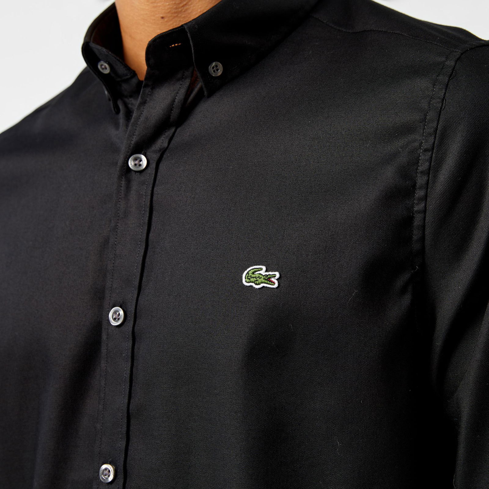 Lacoste Erkek Slim Fit Düğmeli Yaka Siyah Gömlek