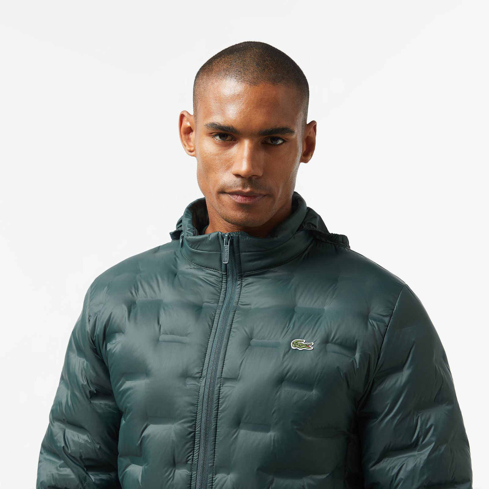 Lacoste Erkek Regular Fit Kapüşonlu Kapitone Koyu Yeşil Mont