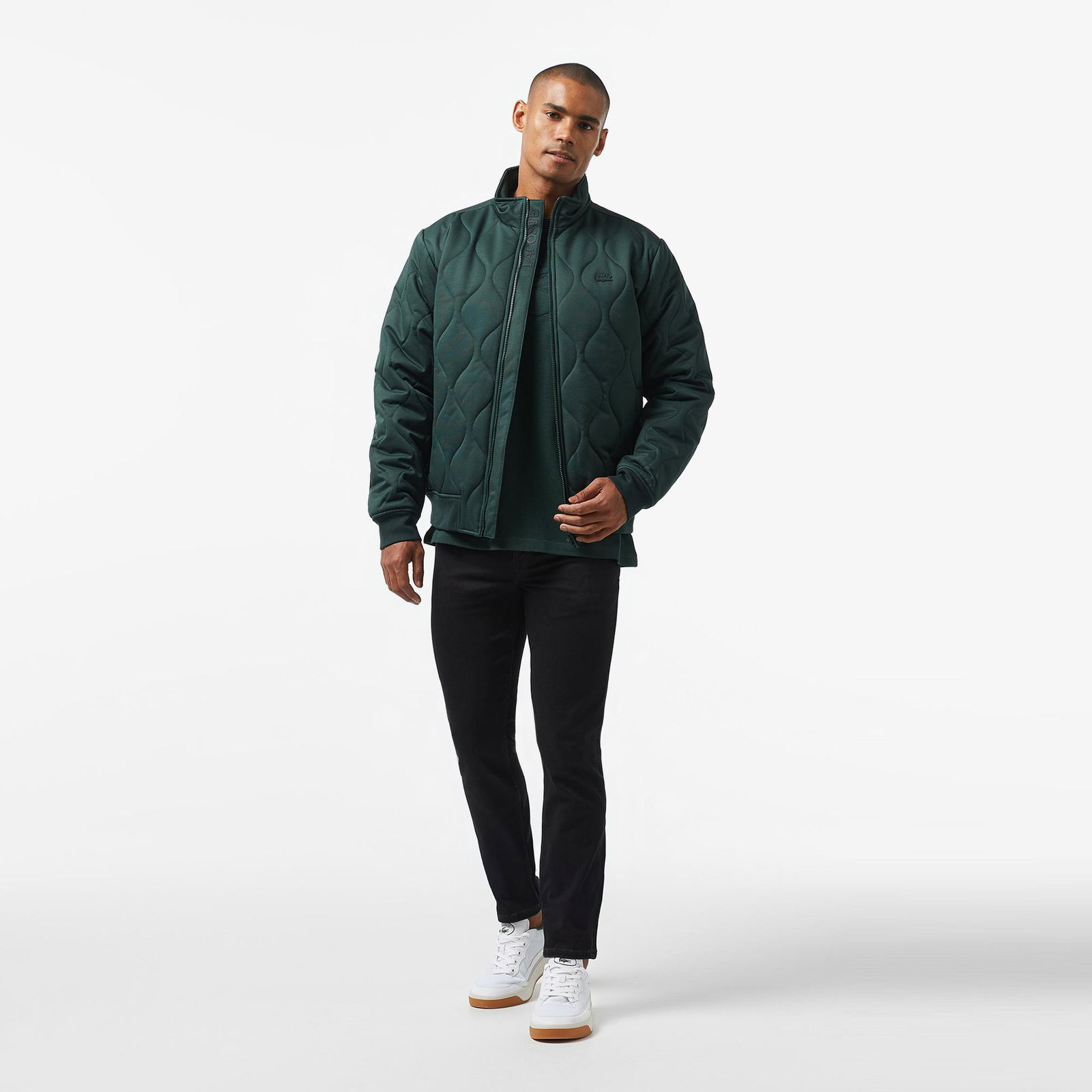 Lacoste Erkek Relaxed Fit Dik Yaka Kapitone Yeşil Mont