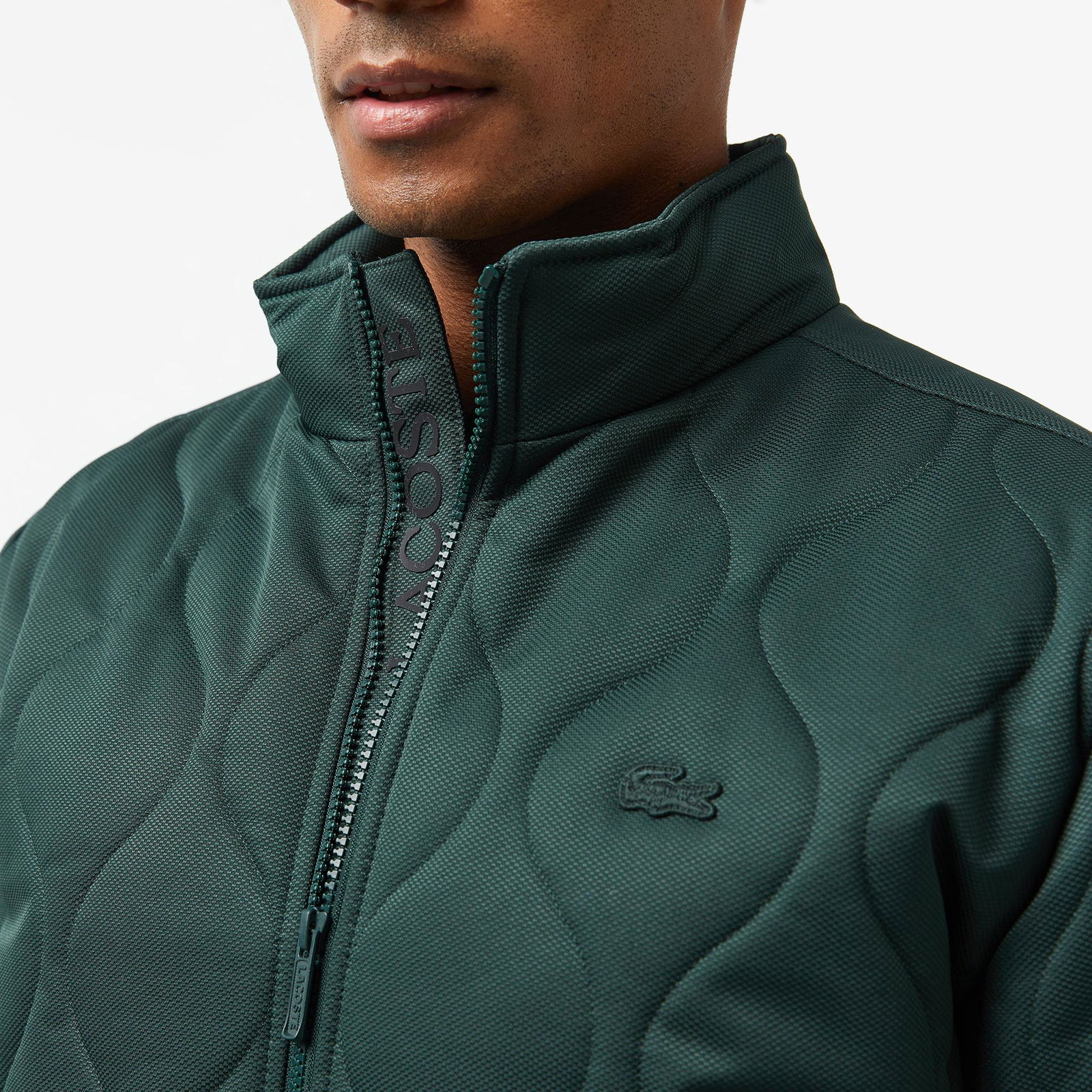 Lacoste Erkek Relaxed Fit Dik Yaka Kapitone Yeşil Mont