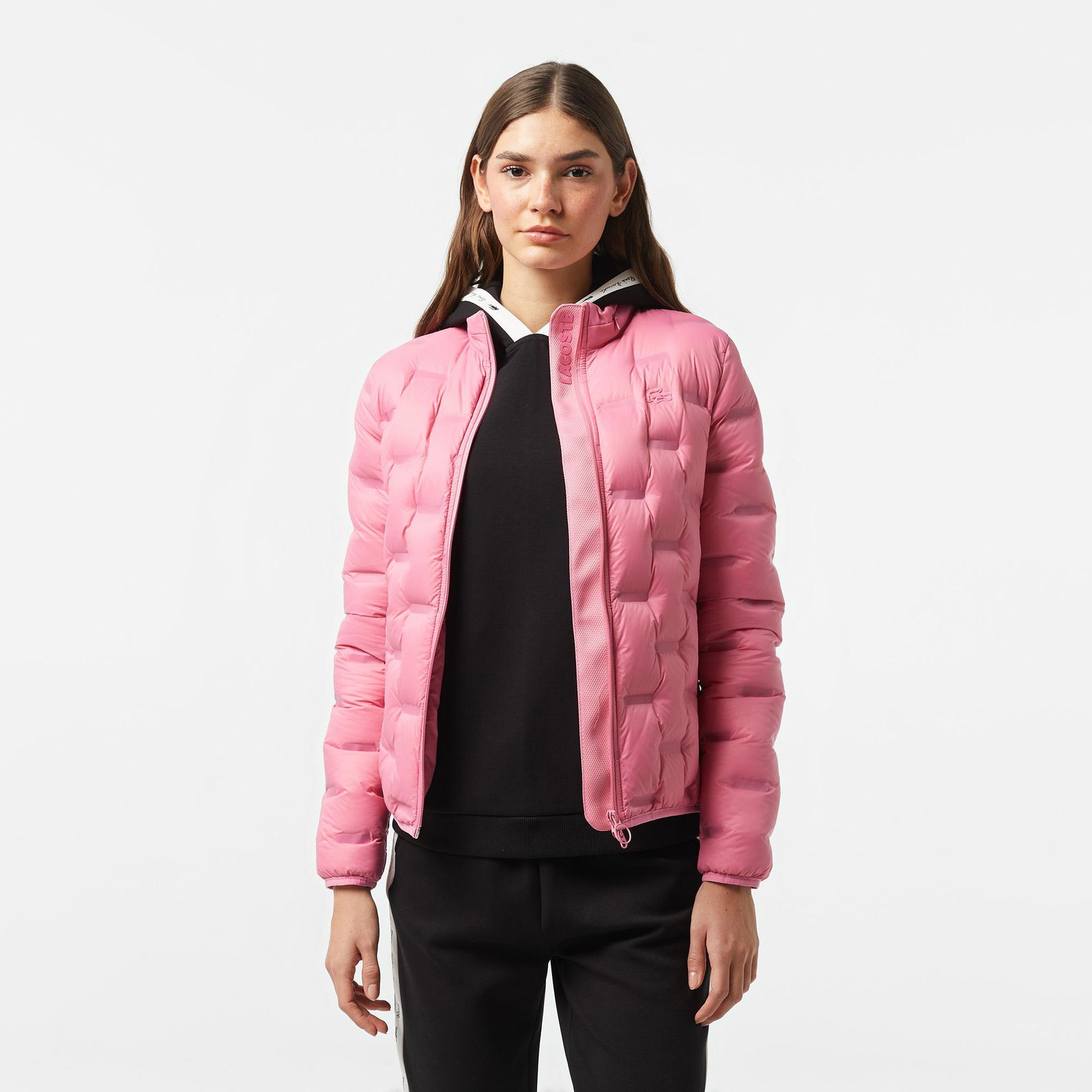Lacoste Kadın Regular Fit Uzun Kollu Kapüşonlu Pembe Mont
