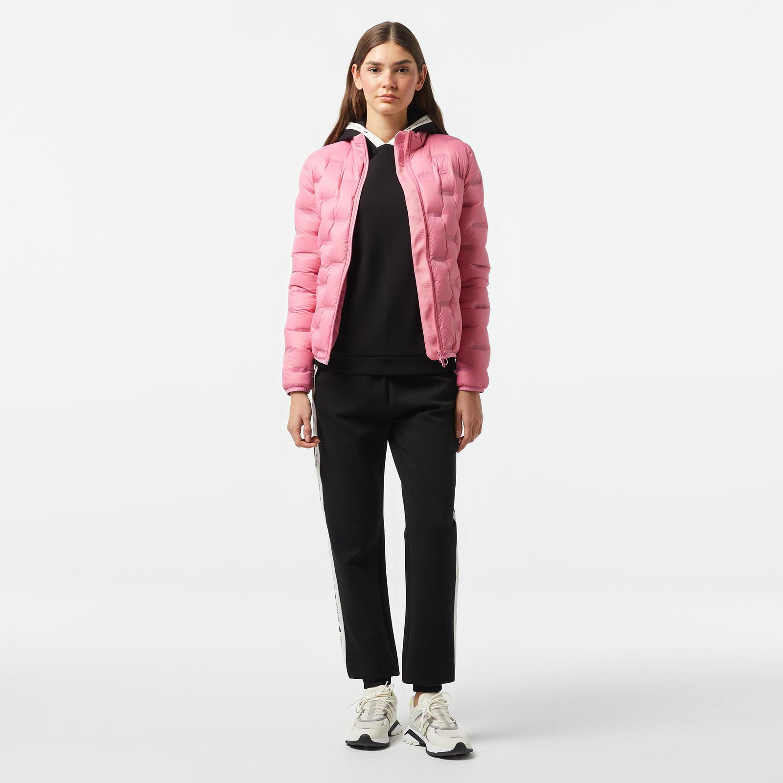Lacoste Kadın Regular Fit Uzun Kollu Kapüşonlu Pembe Mont