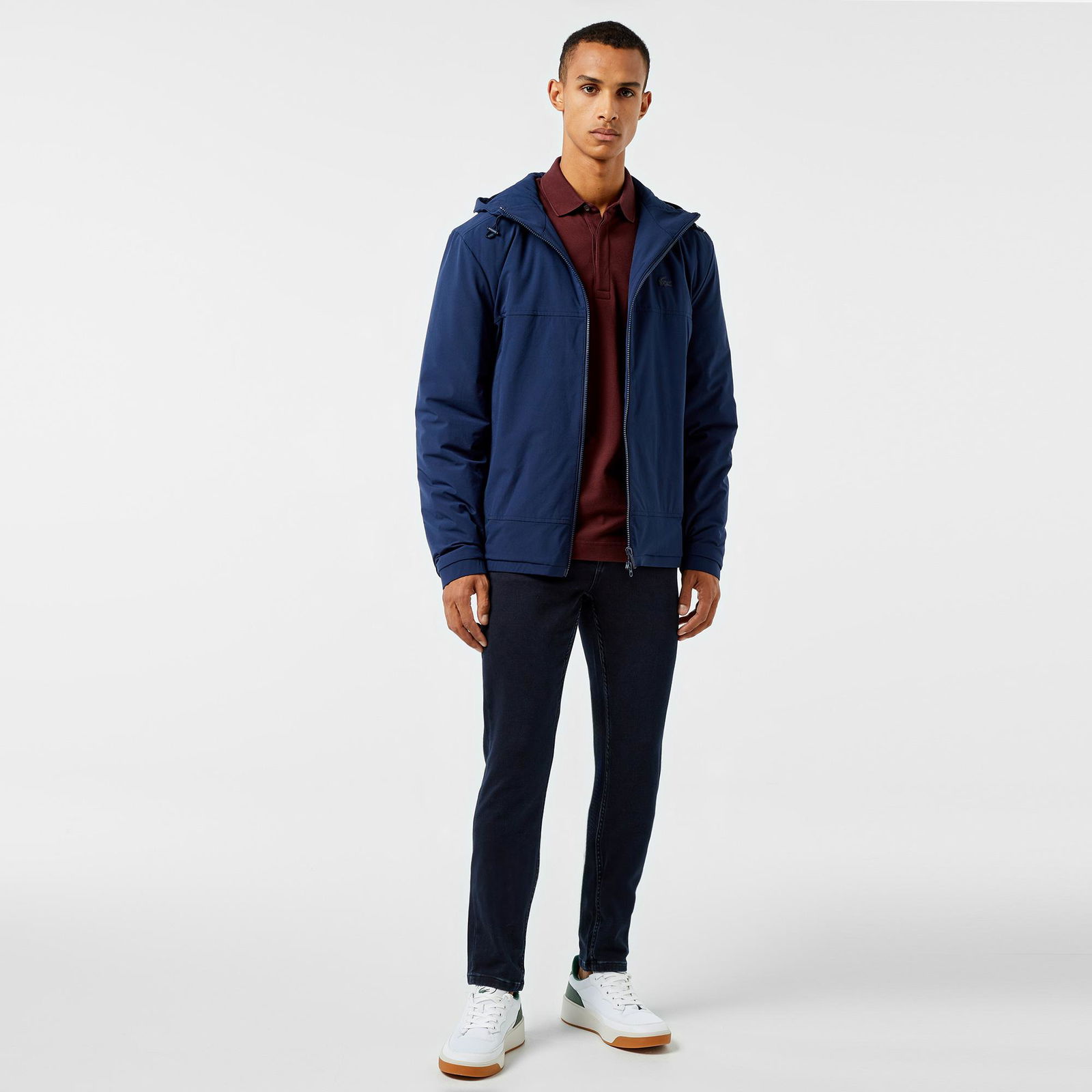 Lacoste Erkek Relaxed Fit Kapüşonlu Lacivert Yağmurluk