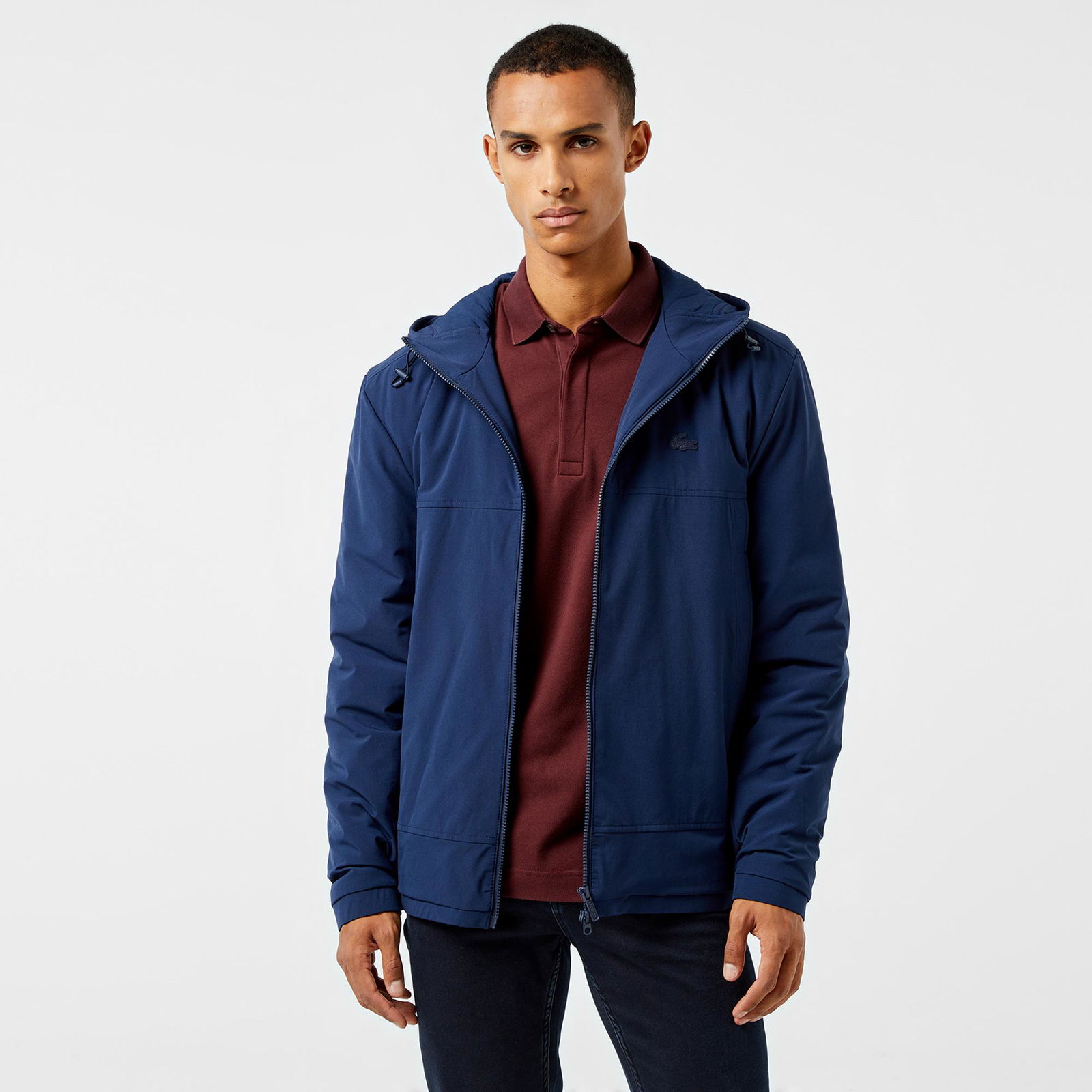 Lacoste Erkek Relaxed Fit Kapüşonlu Lacivert Yağmurluk