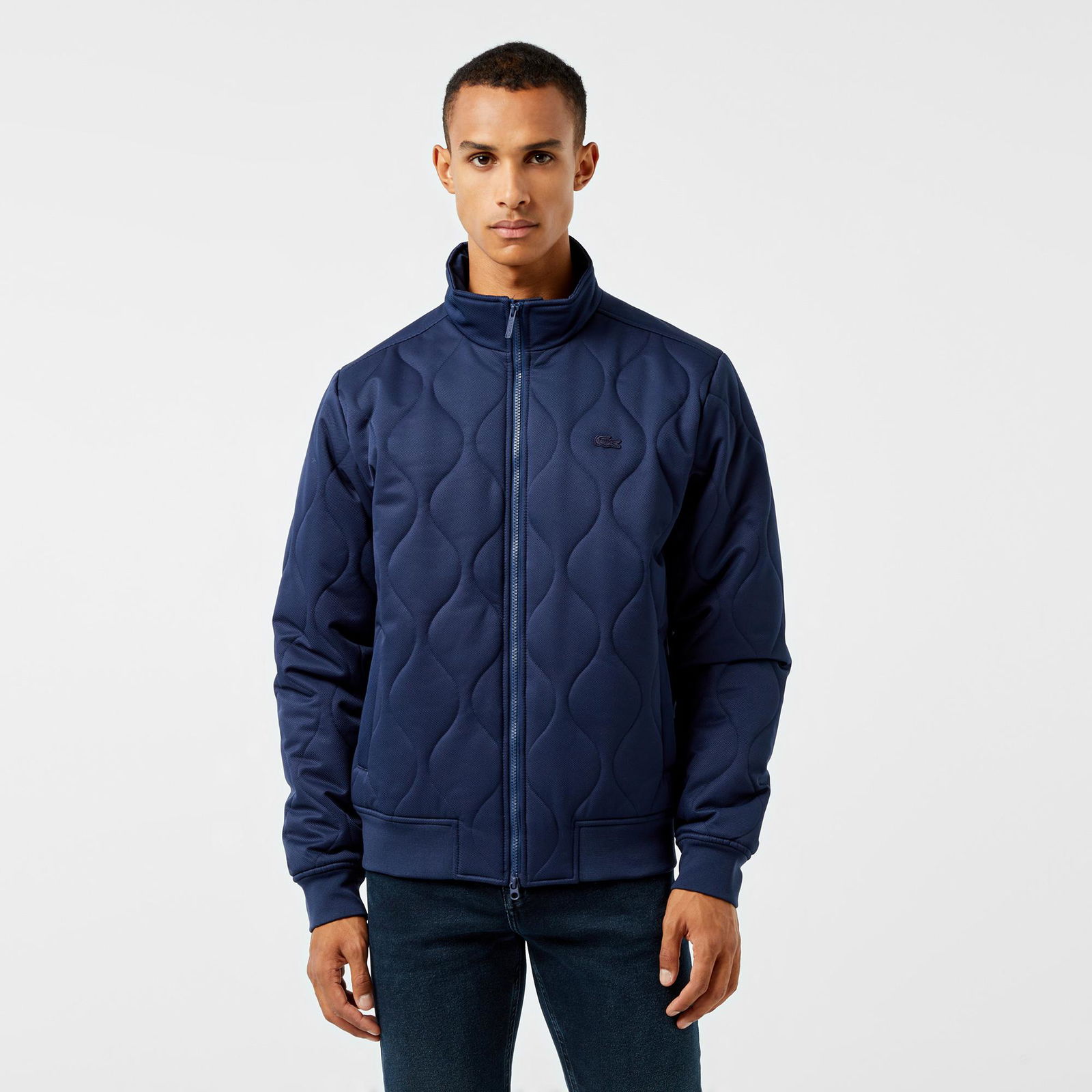 Lacoste Erkek Relaxed Fit Dik Yaka Kapitone Siyah Mont