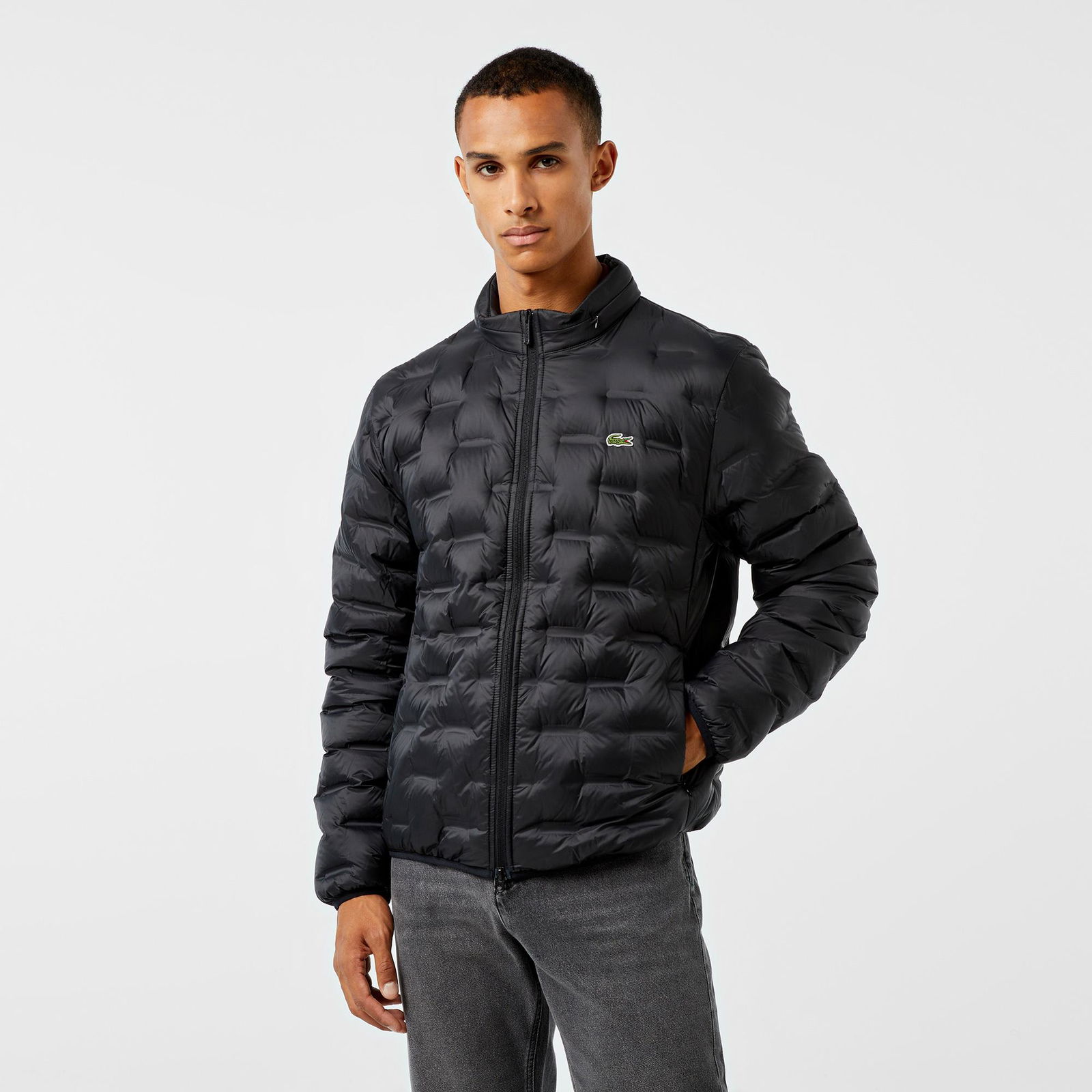 Lacoste Erkek Regular Fit Kapüşonlu Kapitone Siyah Mont