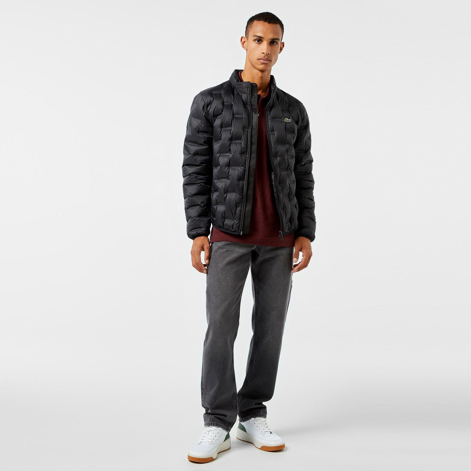 Lacoste Erkek Regular Fit Kapüşonlu Kapitone Siyah Mont