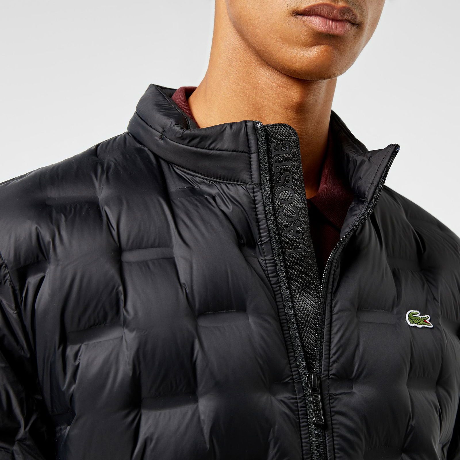 Lacoste Erkek Regular Fit Kapüşonlu Kapitone Siyah Mont