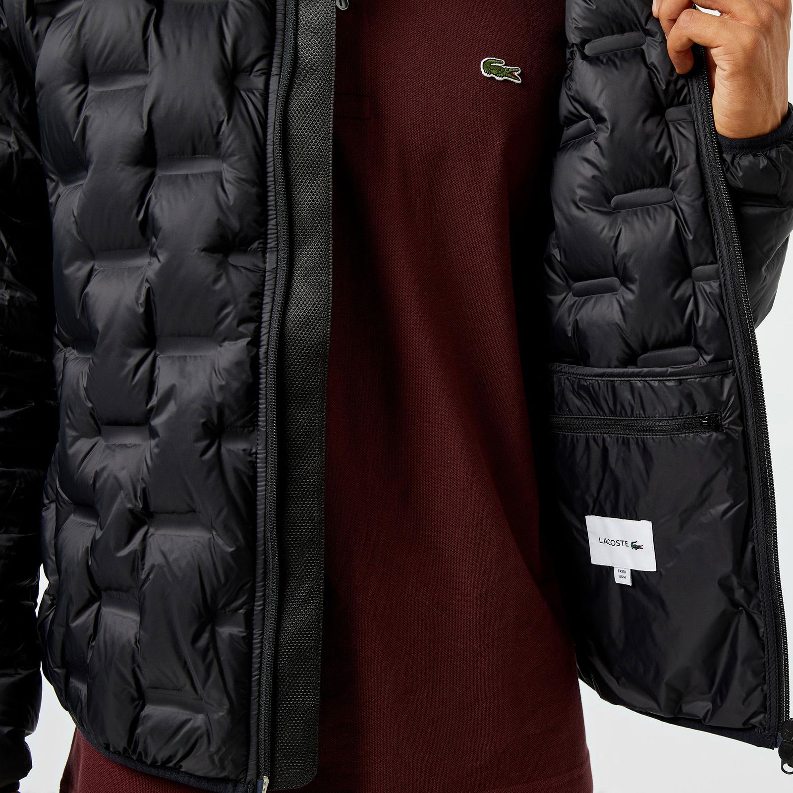 Lacoste Erkek Regular Fit Kapüşonlu Kapitone Siyah Mont