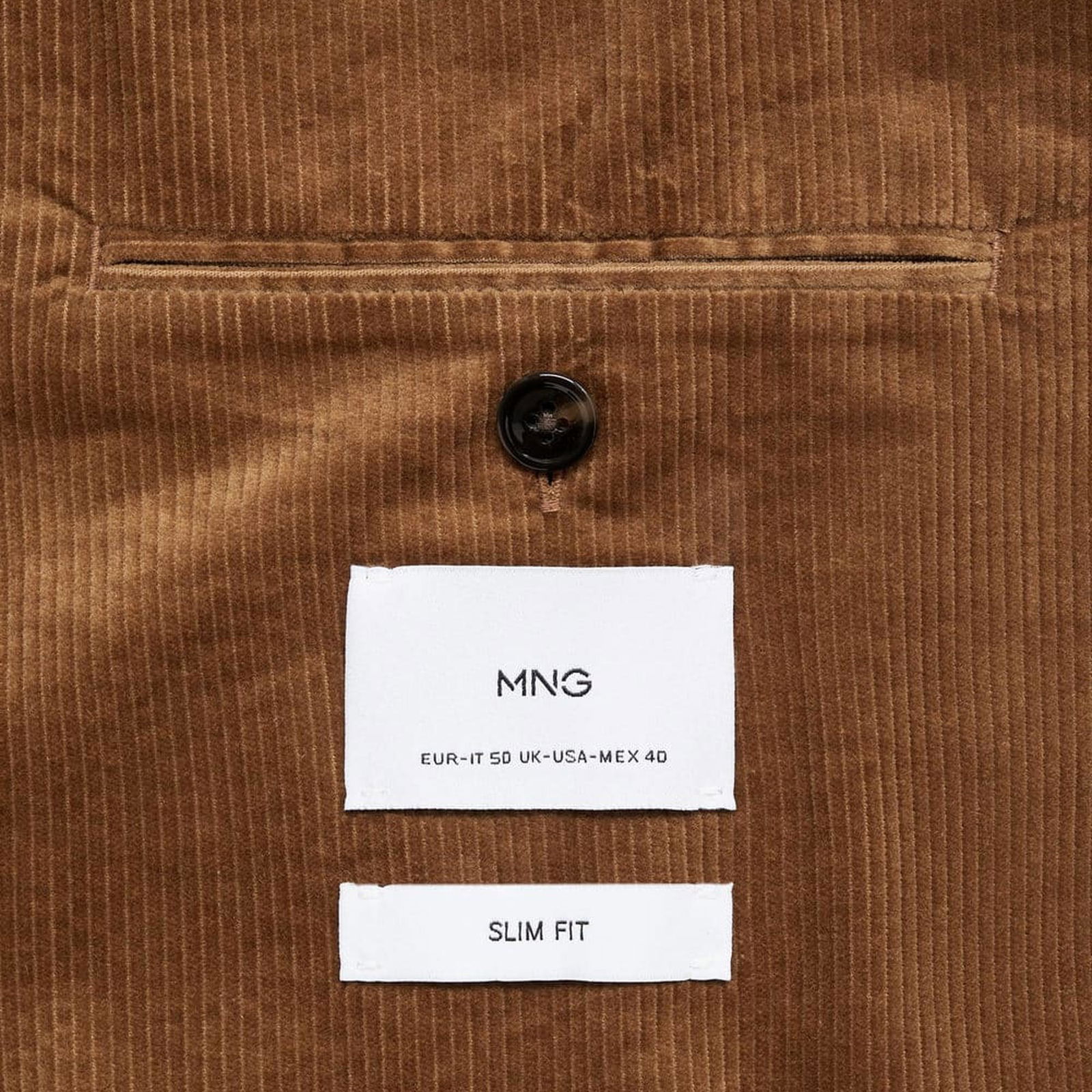 Mango Erkek Dar Kesimli Fitilli Kadife Blazer Ceket Kahverengi