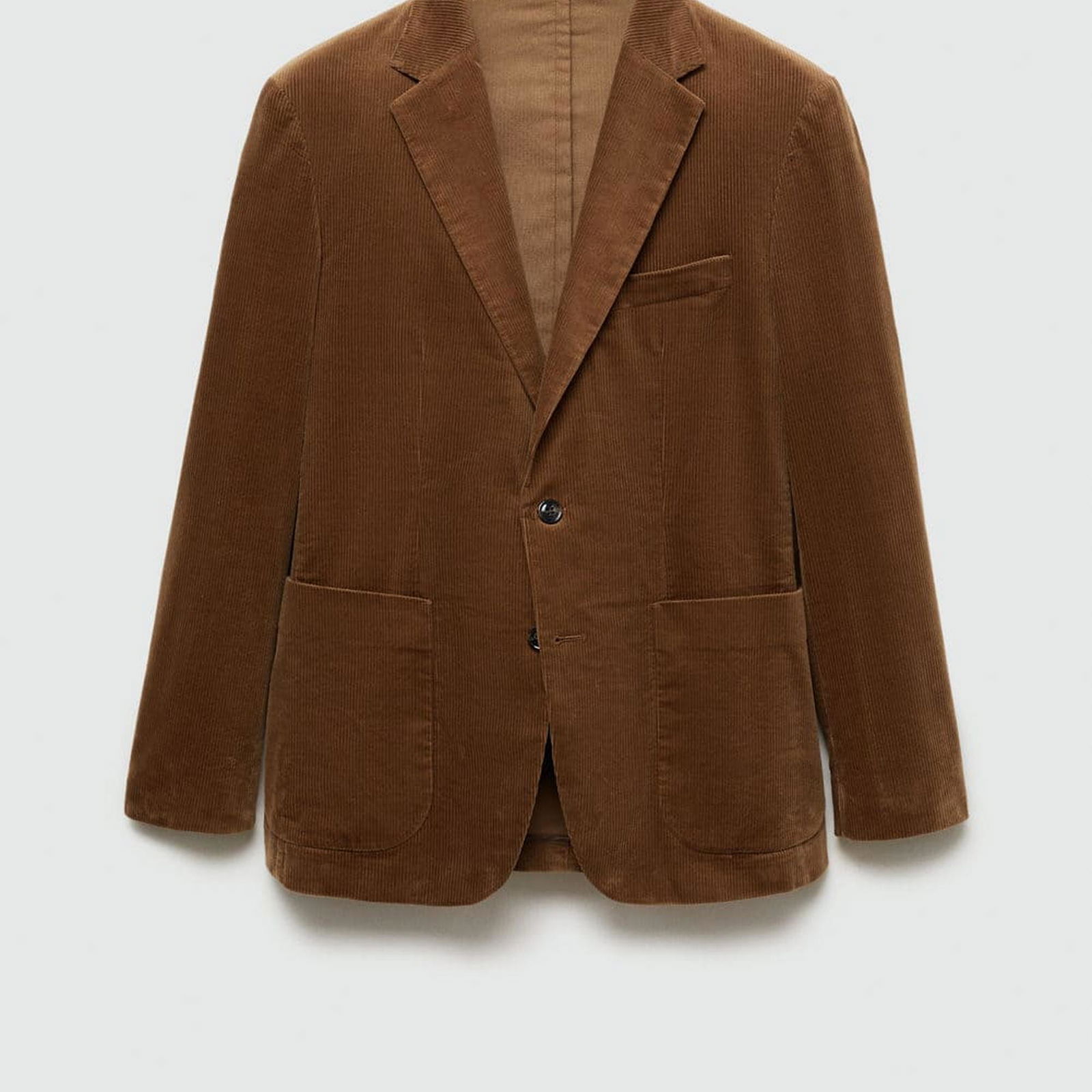 Mango Erkek Dar Kesimli Fitilli Kadife Blazer Ceket Kahverengi