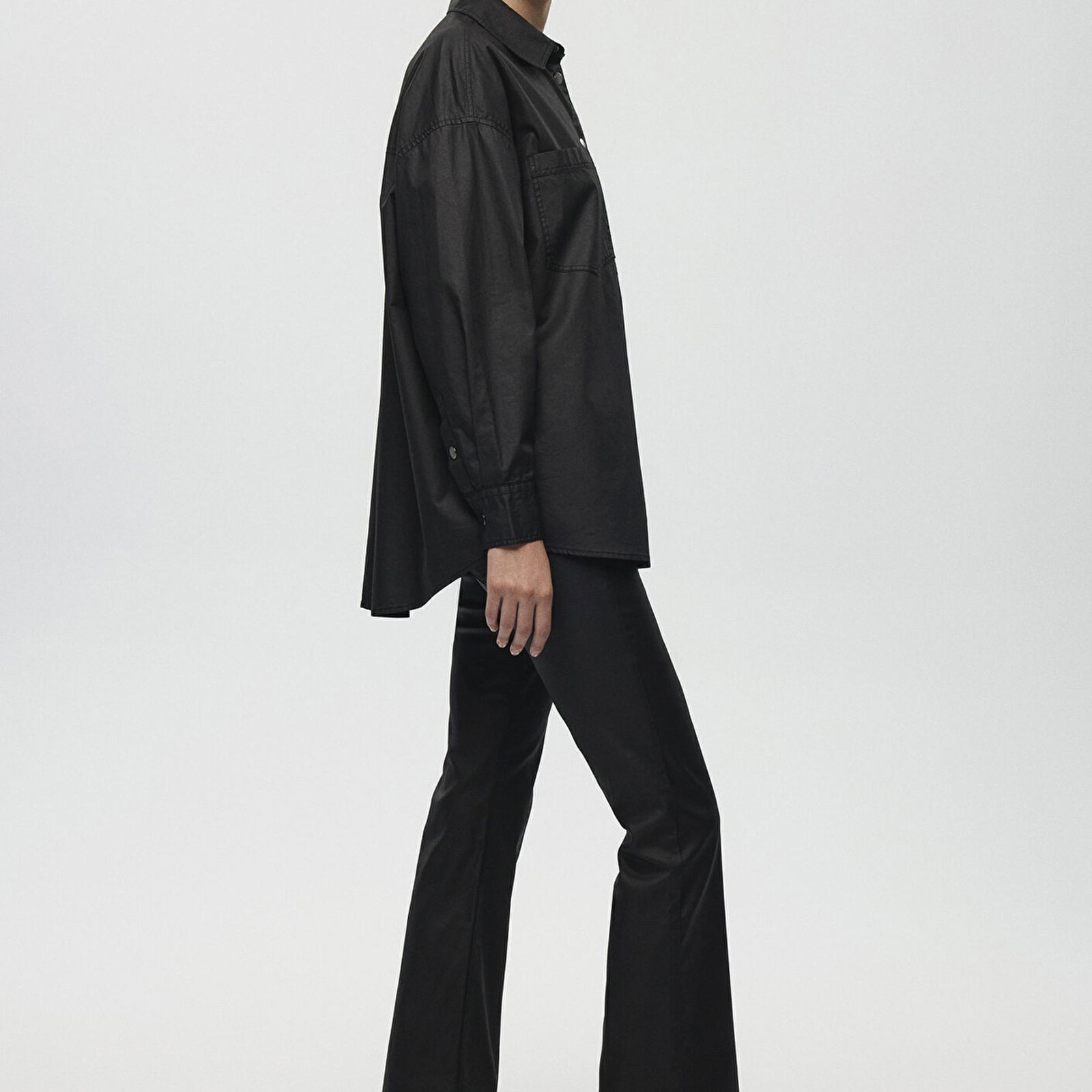 Mavi Suni Deri Oversize Siyah Gömlek Oversize / Geniş Kesim 1211049-900