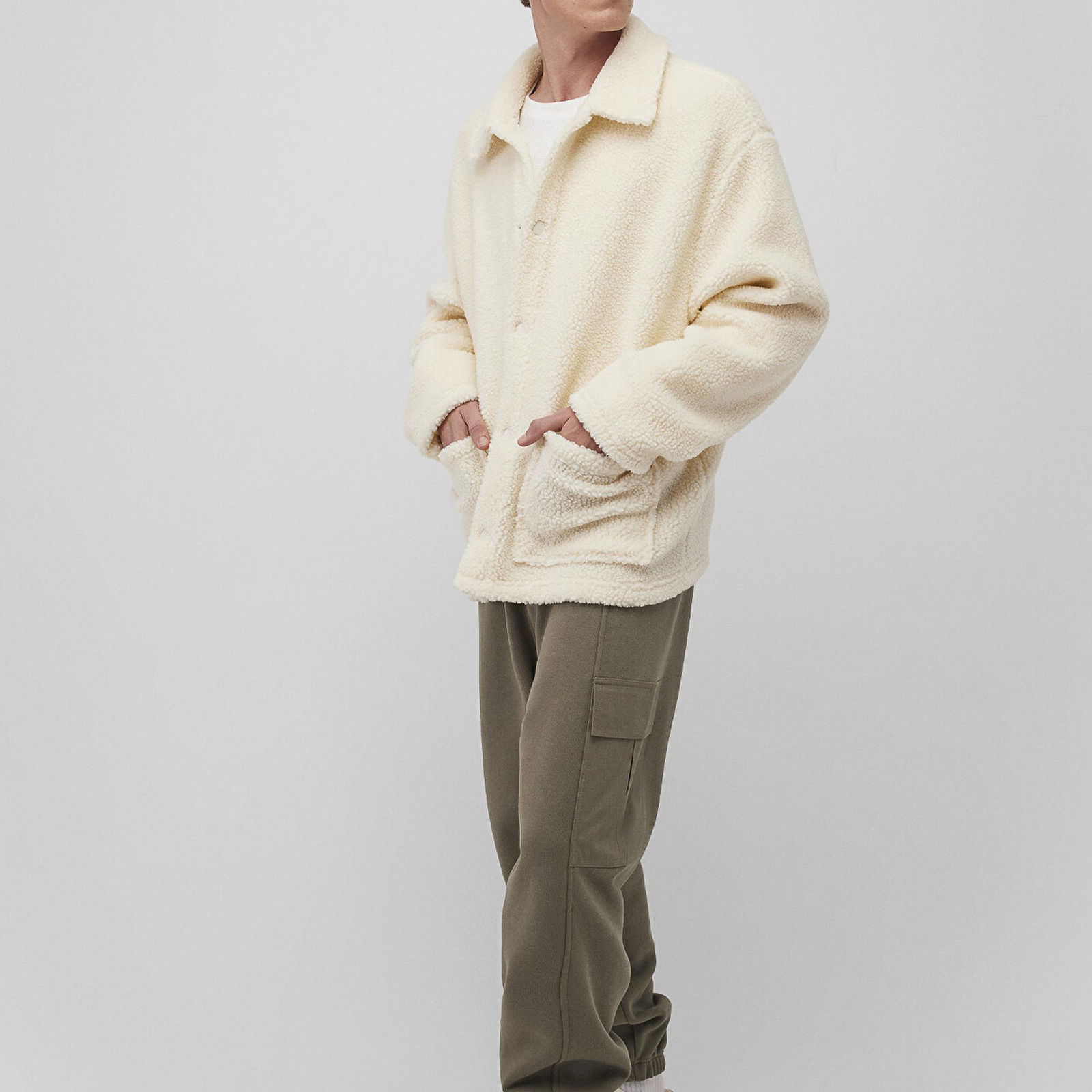 Mavi Ekru Sherpa Sweatshirt Oversize / Geniş Kesim 0S10257-70057