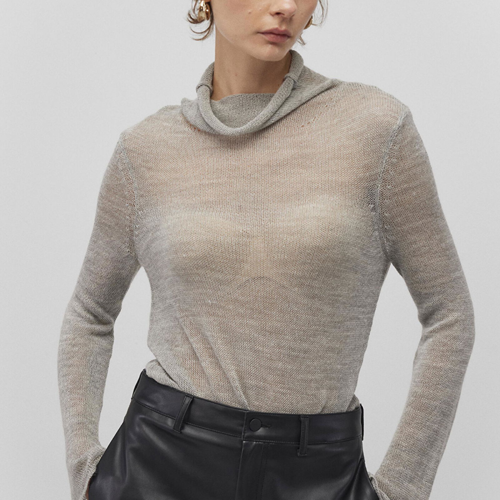 Mavi Yün Karışımlı Transparan Gri Kazak Slim Fit / Dar Kesim 1710570-83096