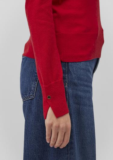  Mavi V Yaka Kırmızı Kazak Slim Fit / Dar Kesim 1710509-80791