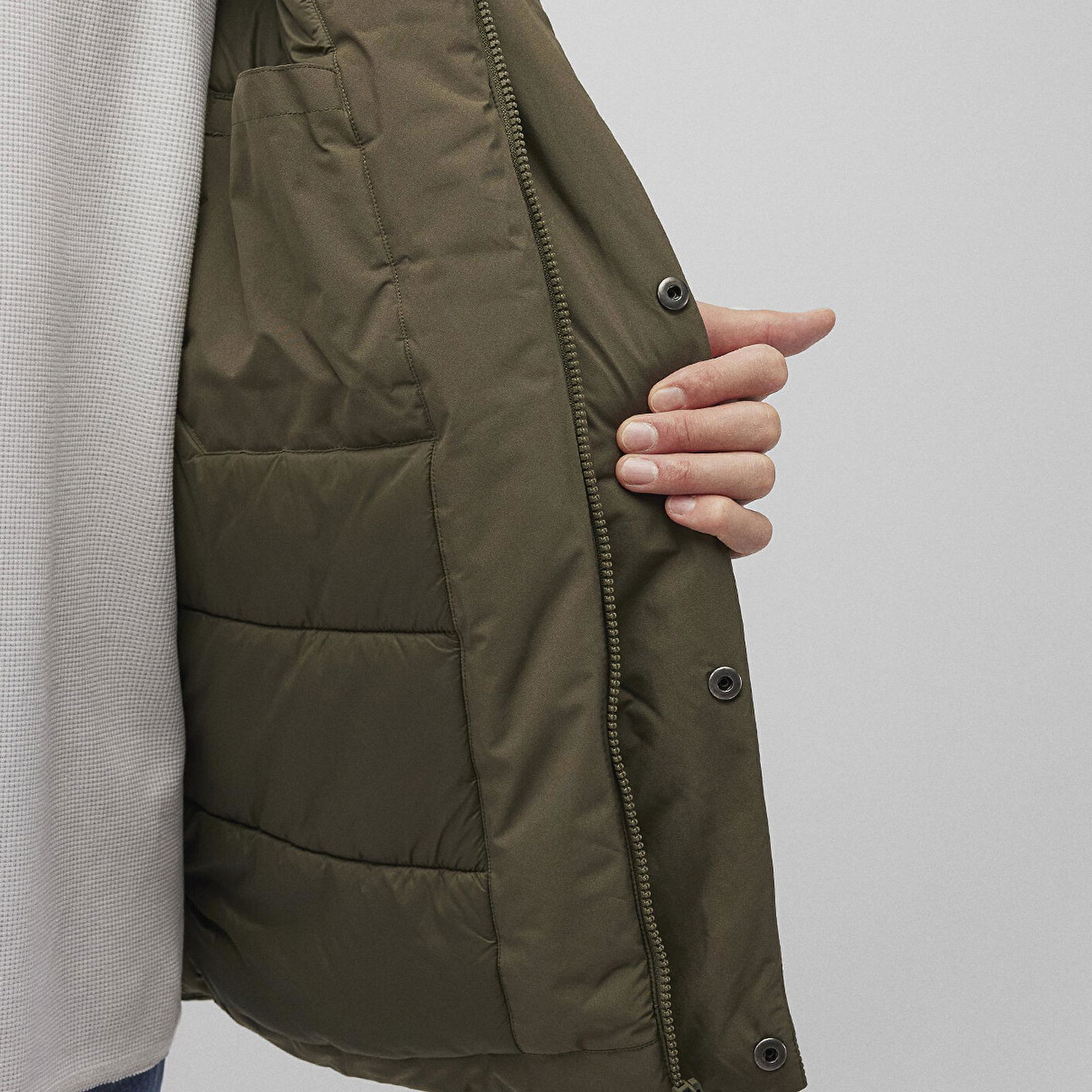 Mavi Kapüşonlu haki Parka Loose Fit / Bol Rahat Kesim 0110443-71544
