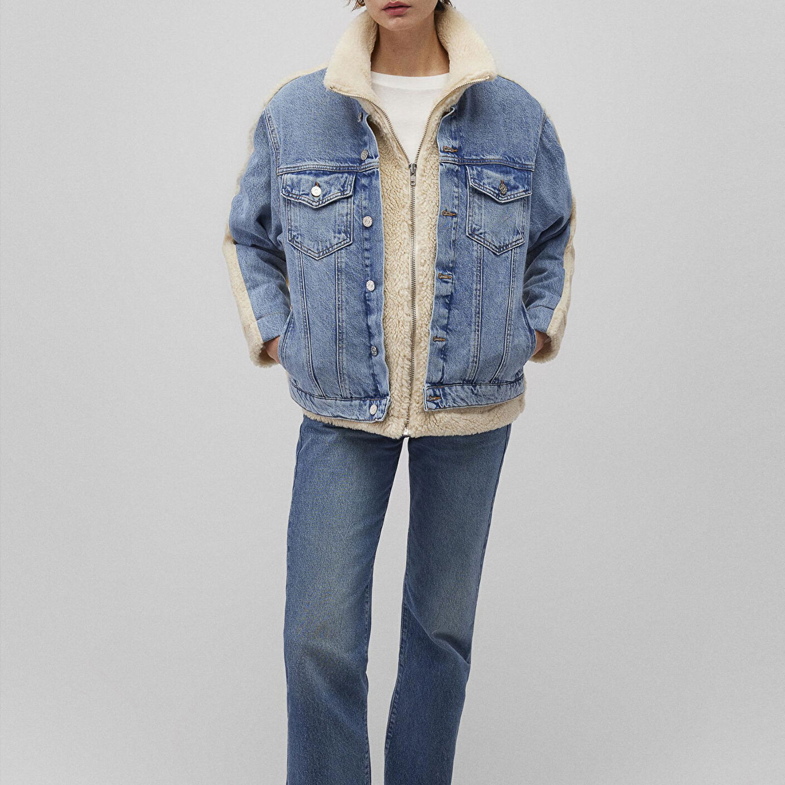 Mavi Rubina 90lar Açık Mavi Suni Kürklü  Jean Ceket 1110278-88589