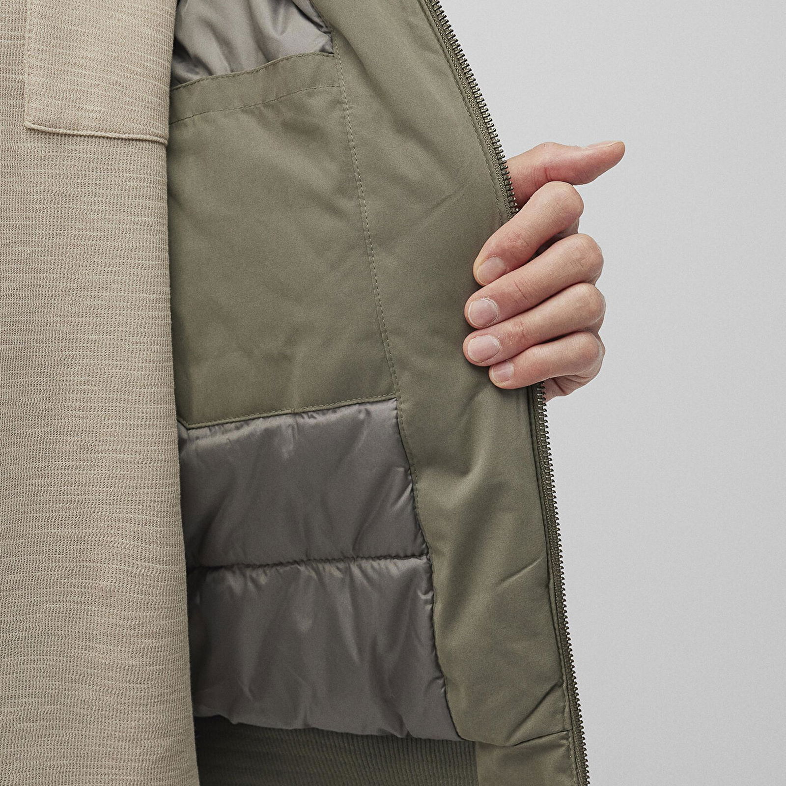 Mavi Dik Yaka Yeşil Bomber Ceket Oversize / Geniş Kesim 0110465-85485
