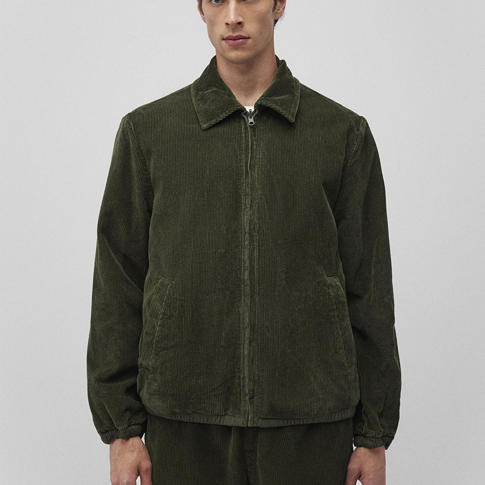 Mavi Çift Taraflı Haki Kadife Mont Loose Fit / Bol Rahat Kesim 0110529-80714
