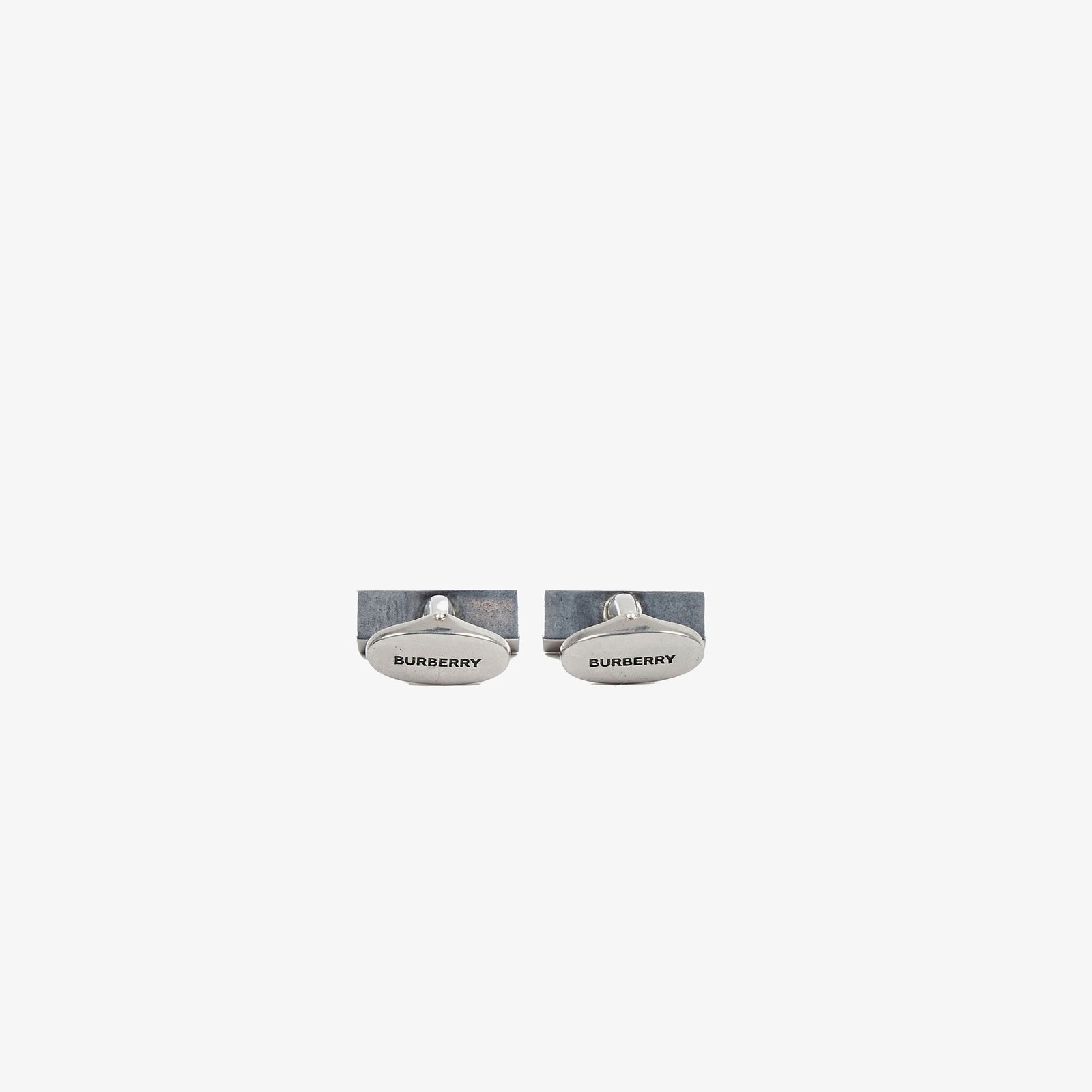 Burberry Logo Engraved Palladium-plated Erkek Gümüş Rengi Kol Düğmesi