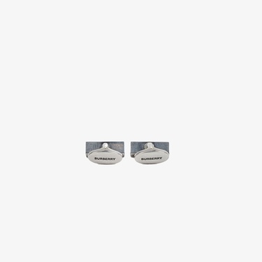  Burberry Logo Engraved Palladium-plated Erkek Gümüş Rengi Kol Düğmesi