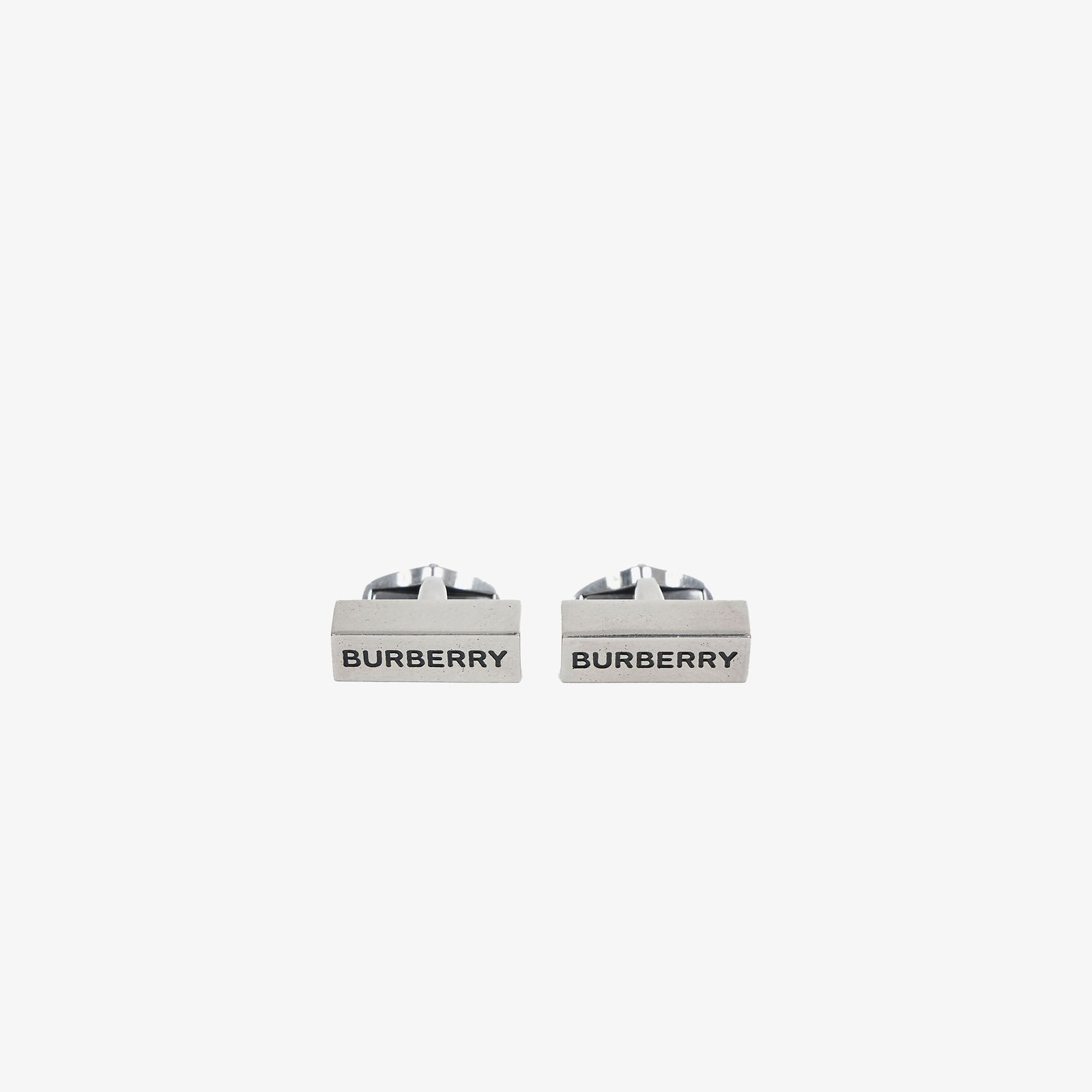 Burberry Logo Engraved Palladium-plated Erkek Gümüş Rengi Kol Düğmesi