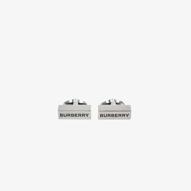  Burberry Logo Engraved Palladium-plated Erkek Gümüş Rengi Kol Düğmesi