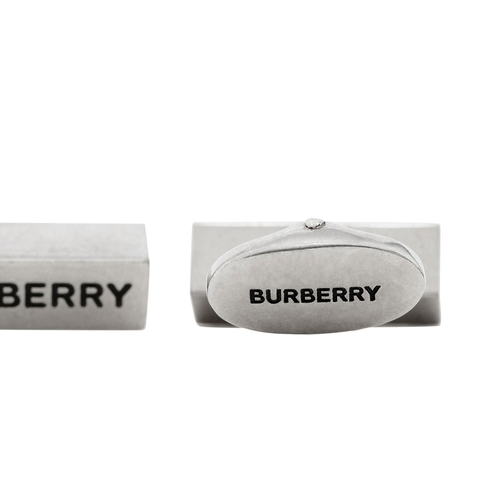 Burberry Logo Engraved Palladium-plated Erkek Gümüş Rengi Kol Düğmesi