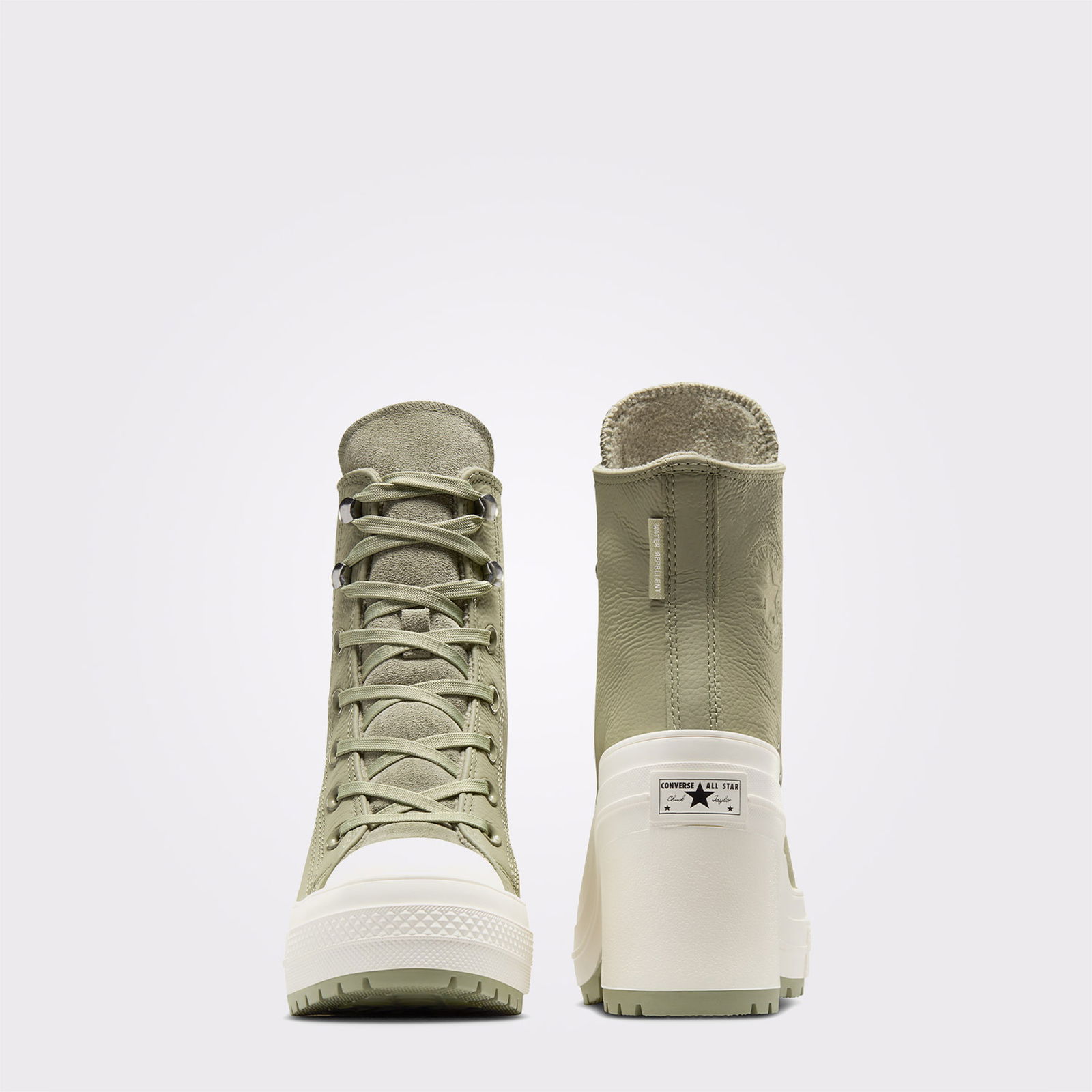 Converse Chuck 70 De Luxe Heel Unisex Haki Deri Platform Sneaker