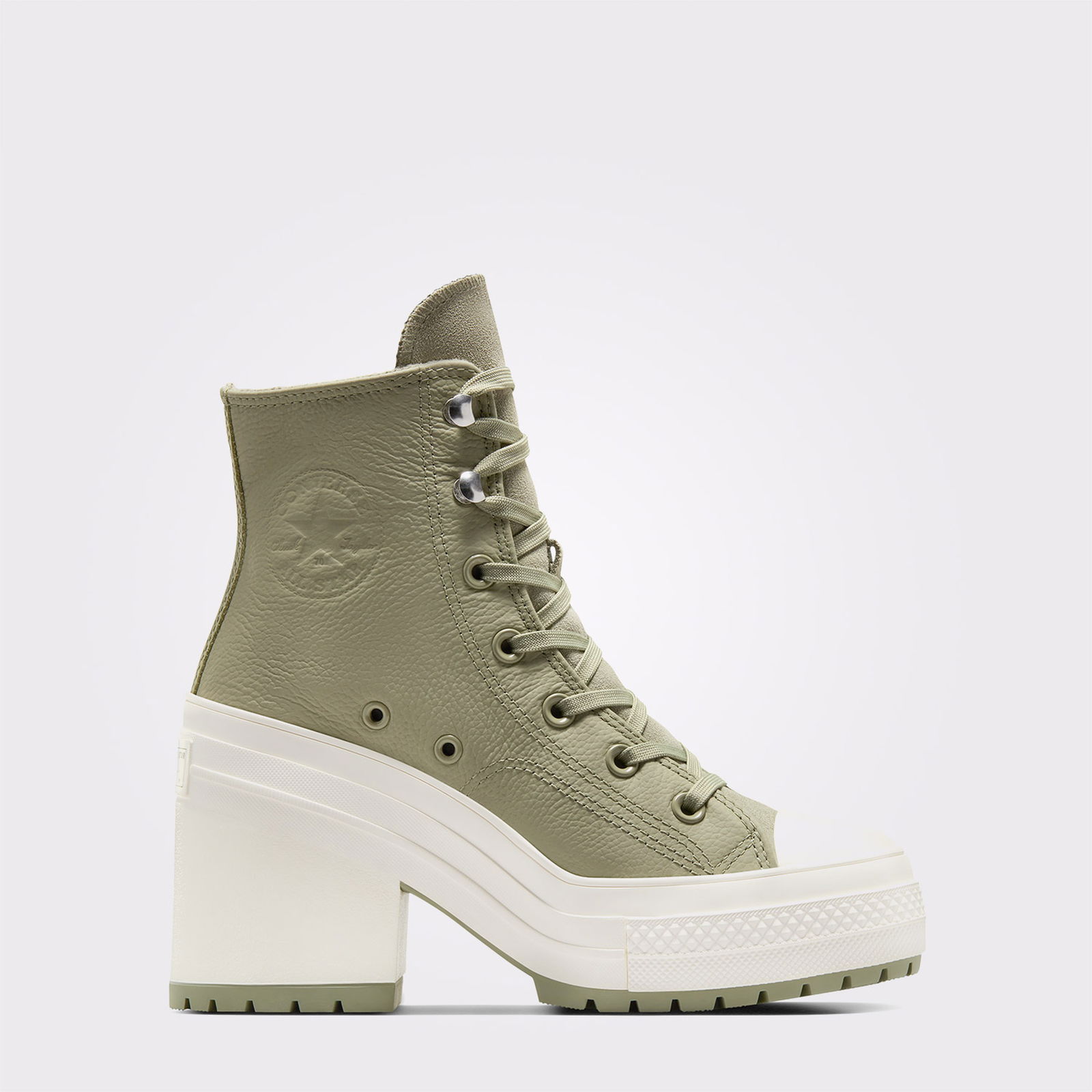 Converse Chuck 70 De Luxe Heel Unisex Haki Deri Platform Sneaker