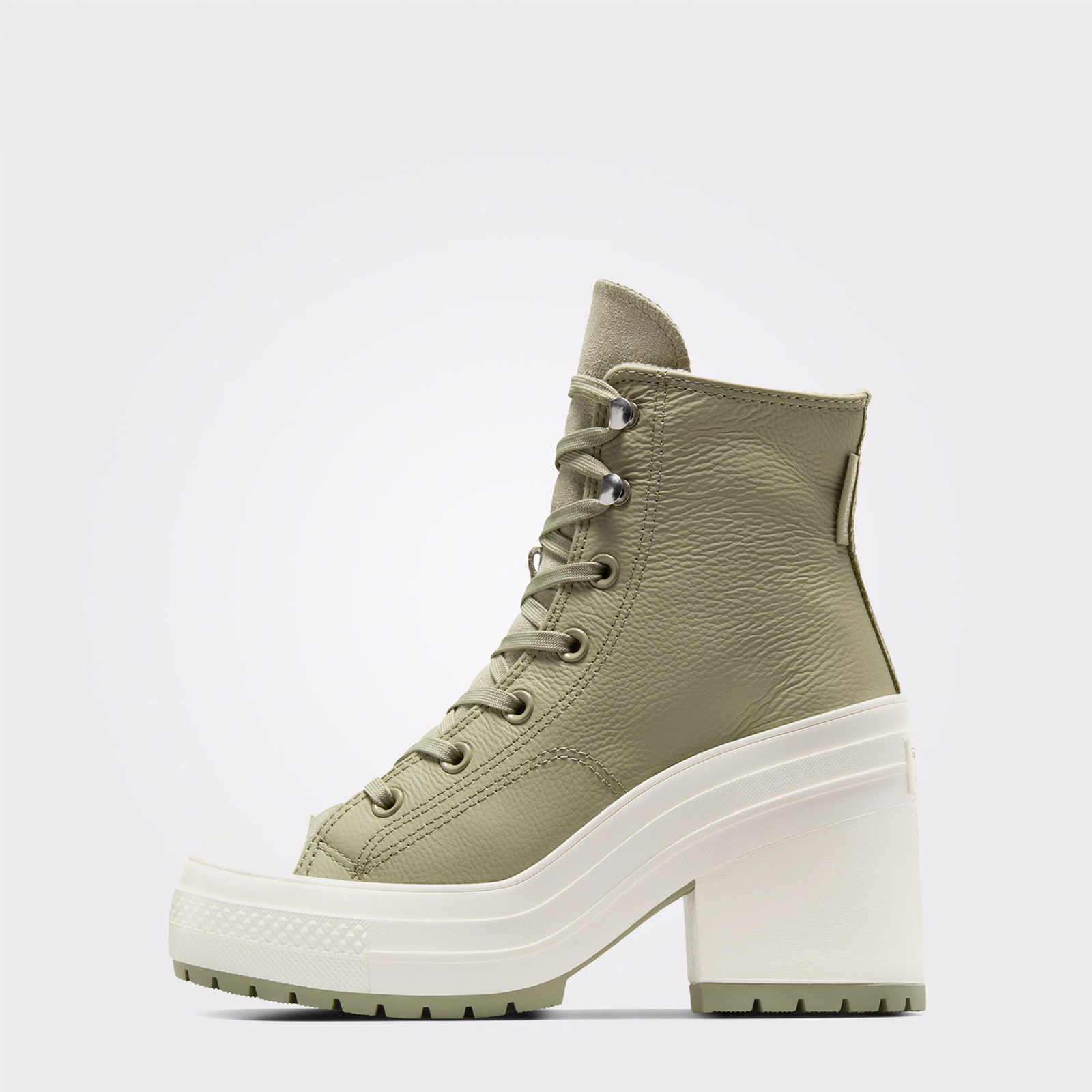 Converse Chuck 70 De Luxe Heel Unisex Haki Deri Platform Sneaker