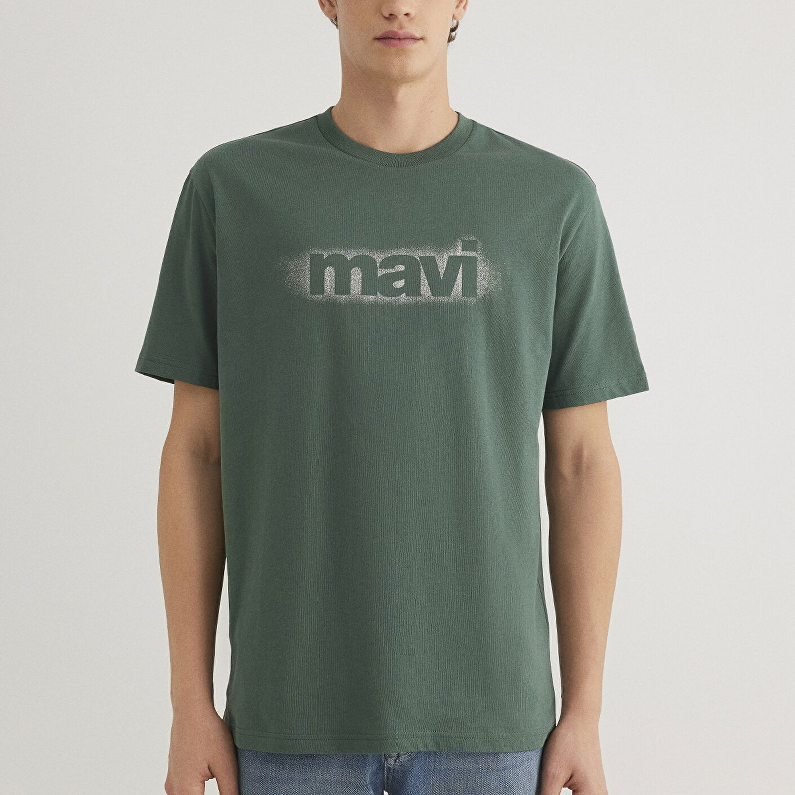Mavi Mavi Logo Baskılı Yeşil Tişört Loose Fit / Bol Rahat Kesim 0612002-81570