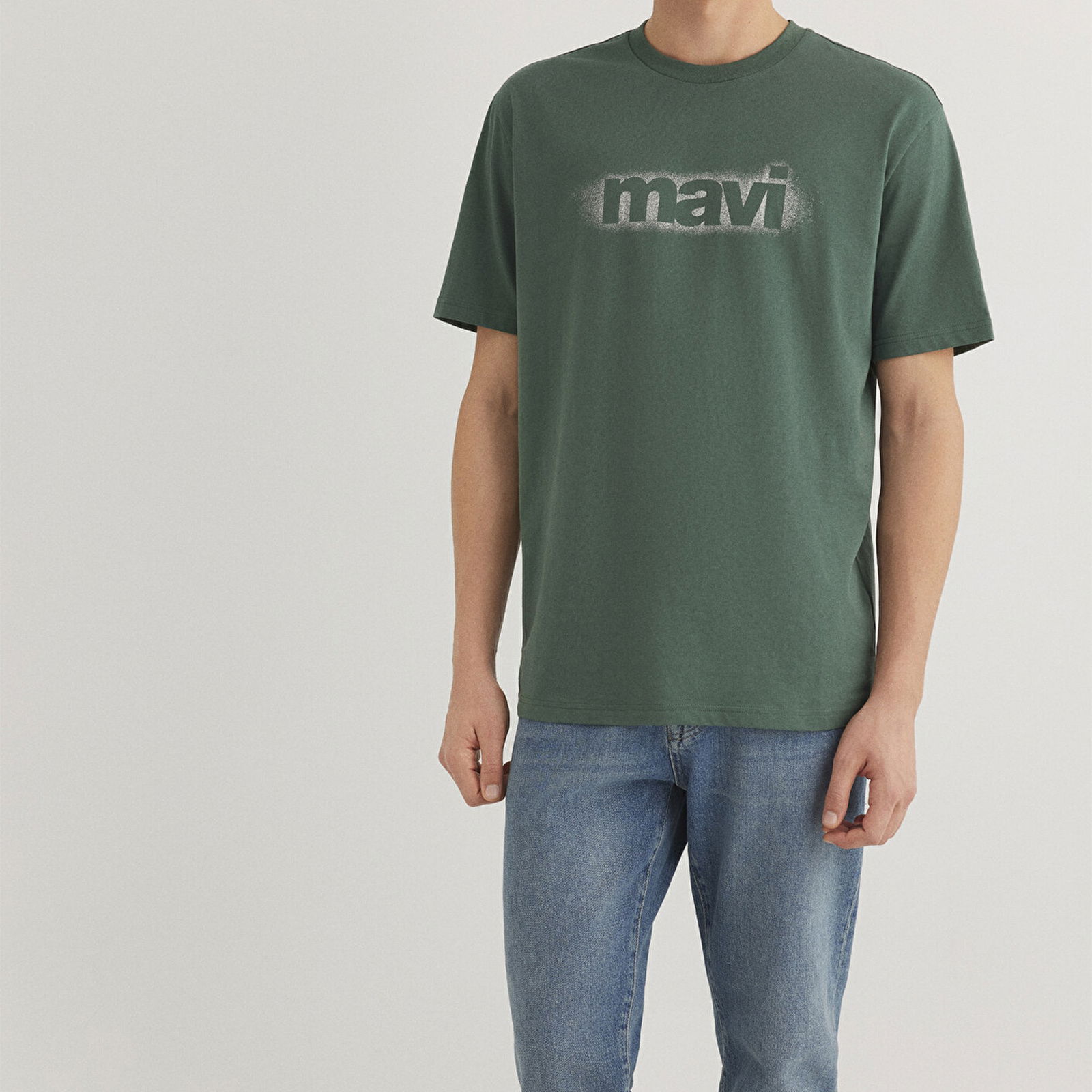 Mavi Mavi Logo Baskılı Yeşil Tişört Loose Fit / Bol Rahat Kesim 0612002-81570