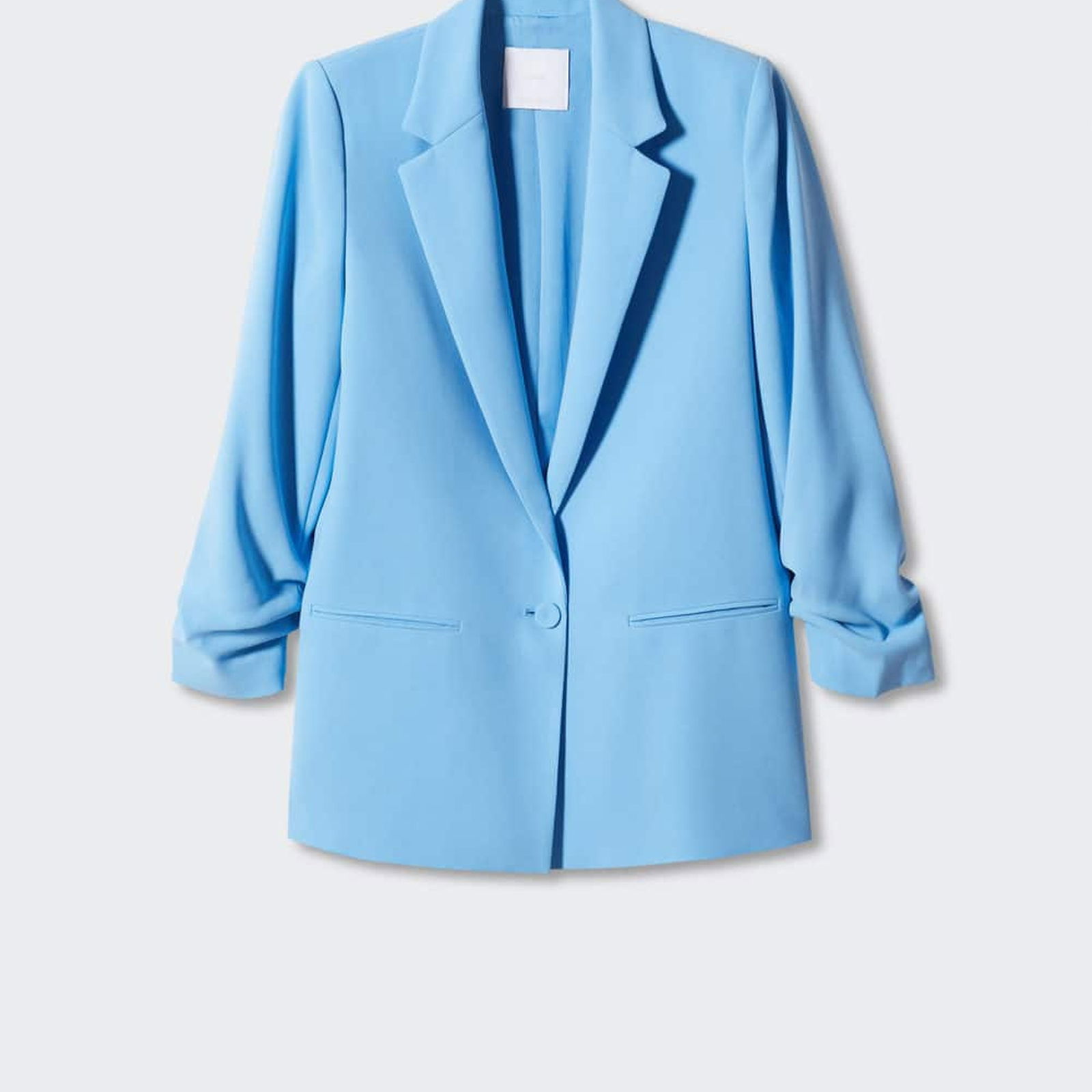 Mango Kadın Büzgülü Kollu Blazer Ceket Gök Mavisi