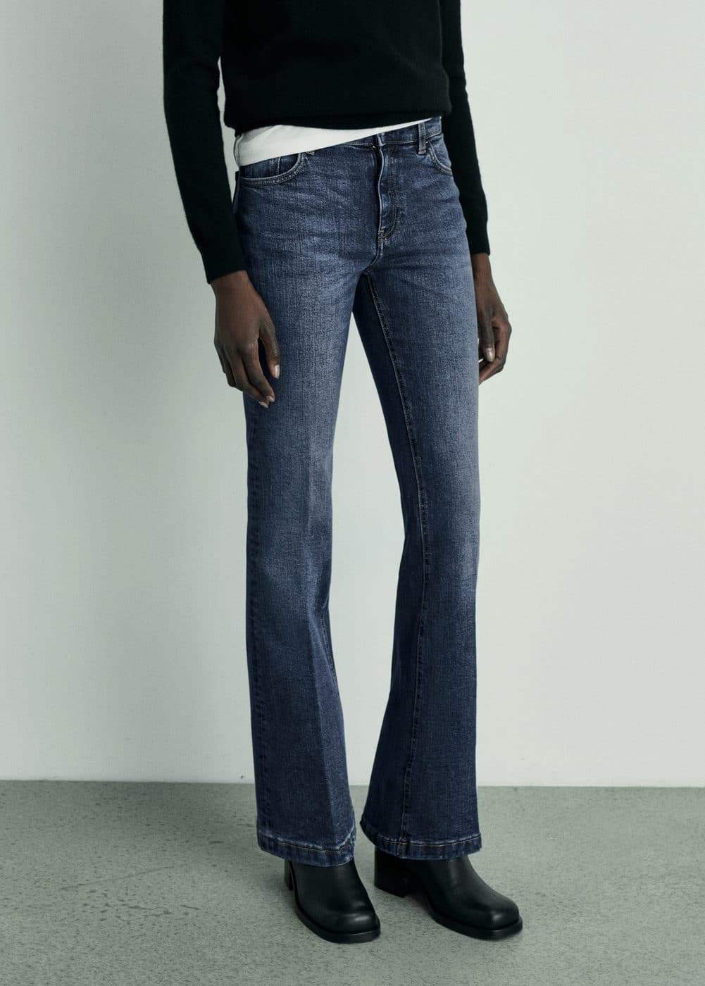 Mango Kadın Düşük Belli Flare Jean Koyu Vintage Mavi