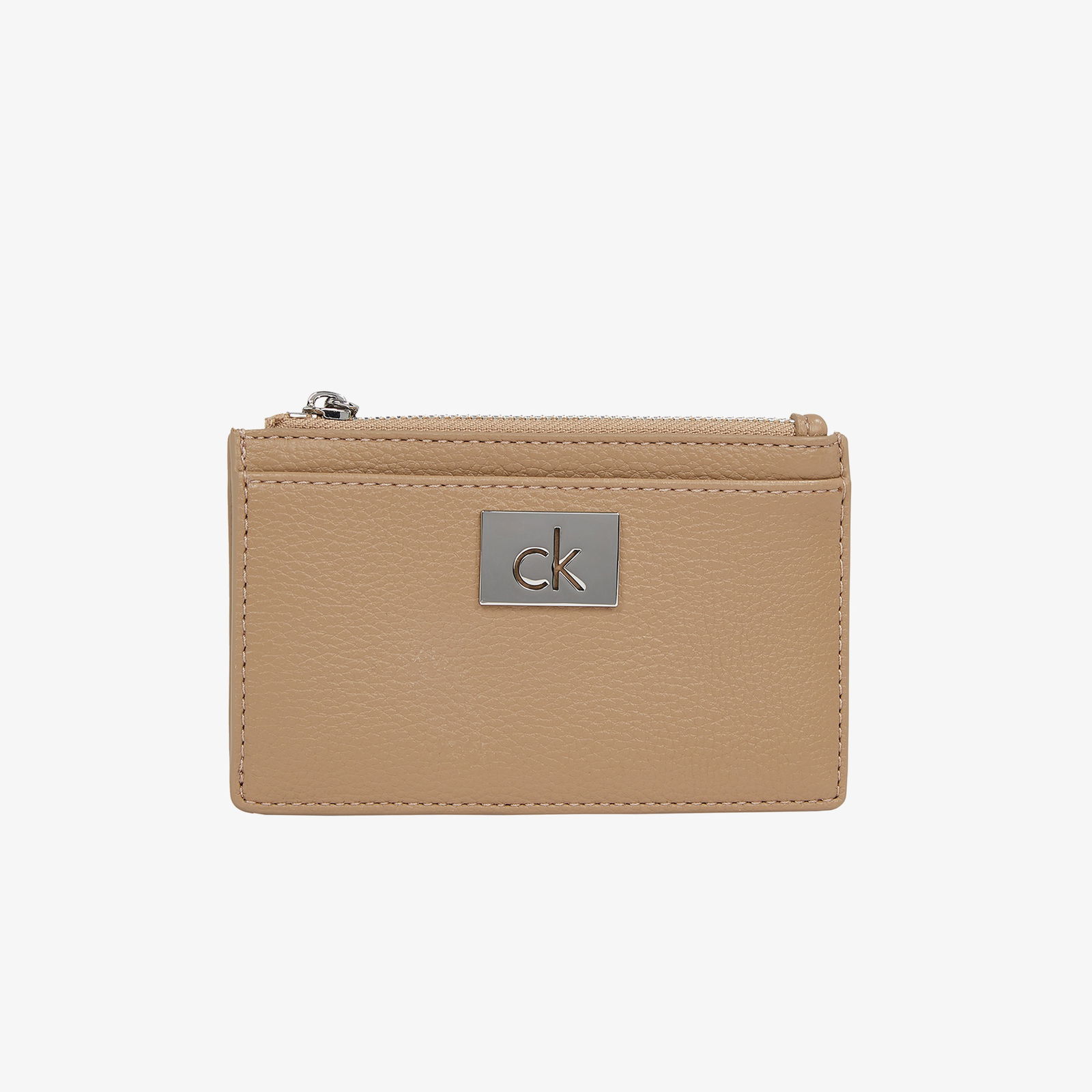 Calvin Klein Plaque Cardholder W/Zip Kadın Bej Cüzdan