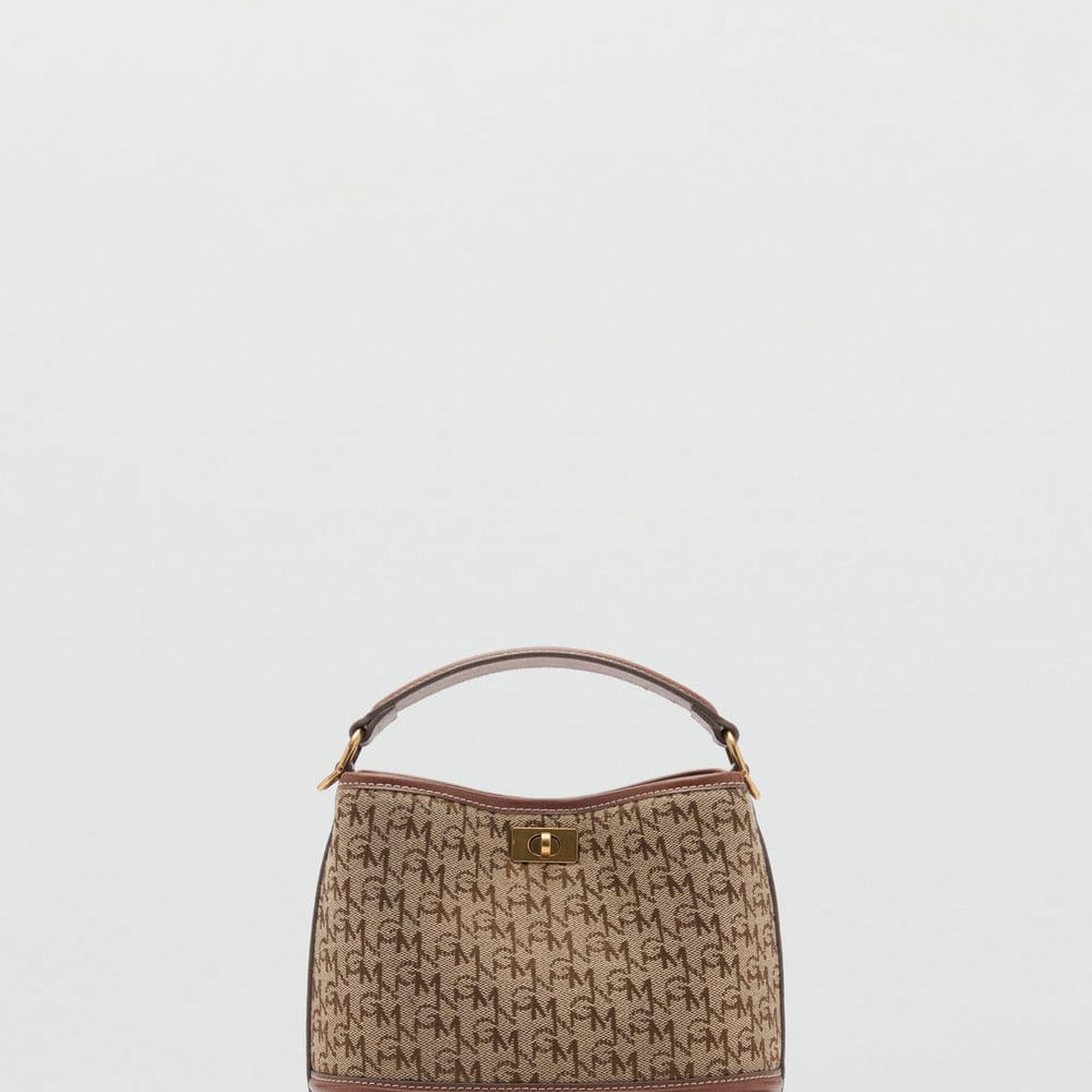 Mango Kadın Logo Desenli Mini Shopper Çanta Kahverengi