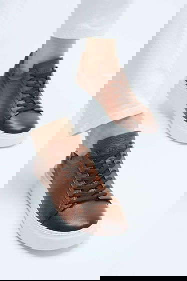  Tamer Tanca Erkek Hakiki Deri Kahverengi Sneakers & Spor Ayakkabı