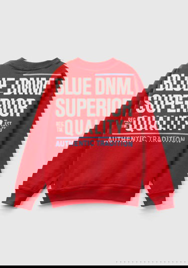  Erkek Çocuk Kırmızı Slogan Baskılı Bisiklet Yaka Sweatshirt