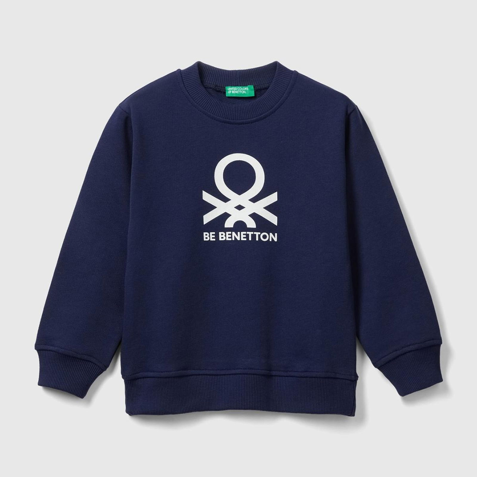 Erkek Çocuk Lacivert Benetton Logolu Bisiklet Yaka Sweatshirt