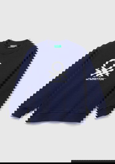  Erkek Çocuk Lacivert Benetton Logolu Bisiklet Yaka Sweatshirt