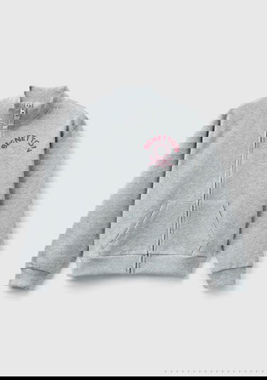  Kız Çocuk Gri Melanj Benetton Baskılı Sweatshirt