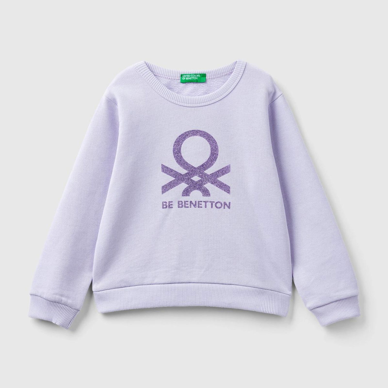 Kız Çocuk Lila Simli Benetton Yazılı Sweatshirt