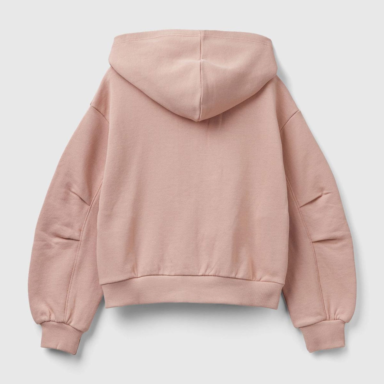 Kız Çocuk Bej Beli Etiket Logolu Kapüşonlu Sweatshirt